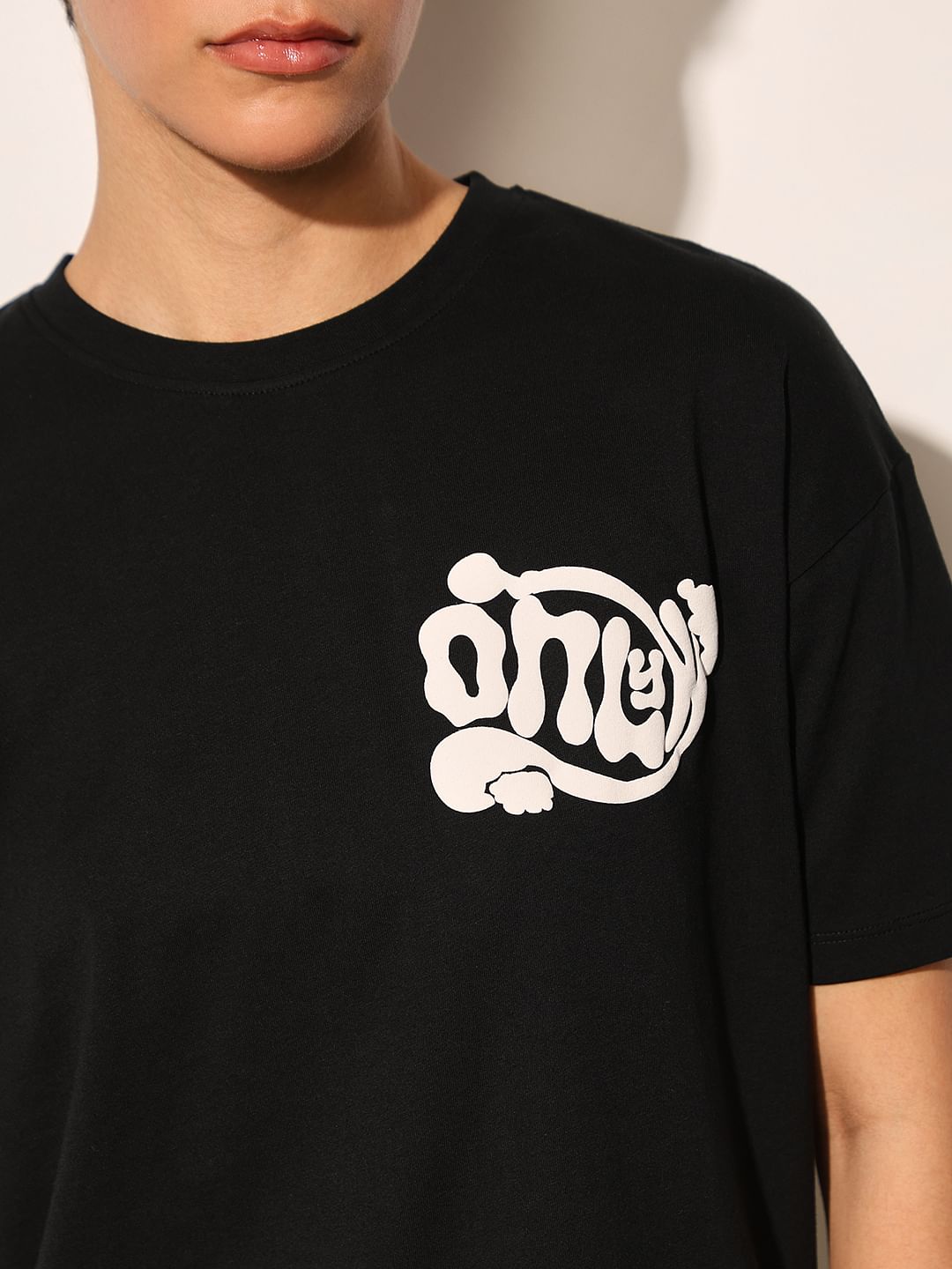 Black Printed Cotton T-Shirt