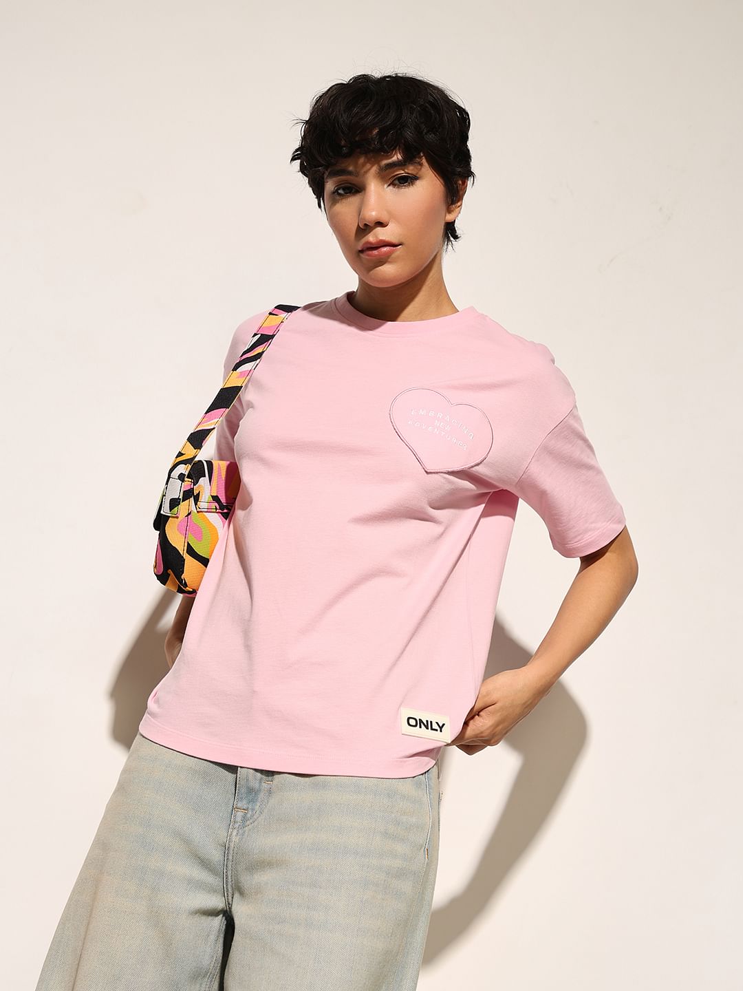 Pink Patch Work Print T-Shirt