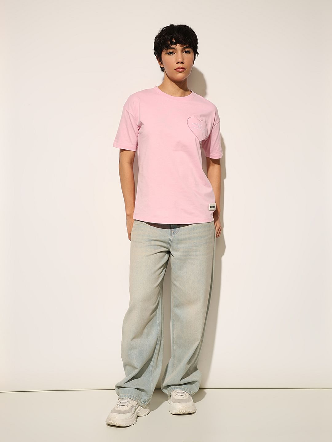 Pink Patch Work Print T-Shirt