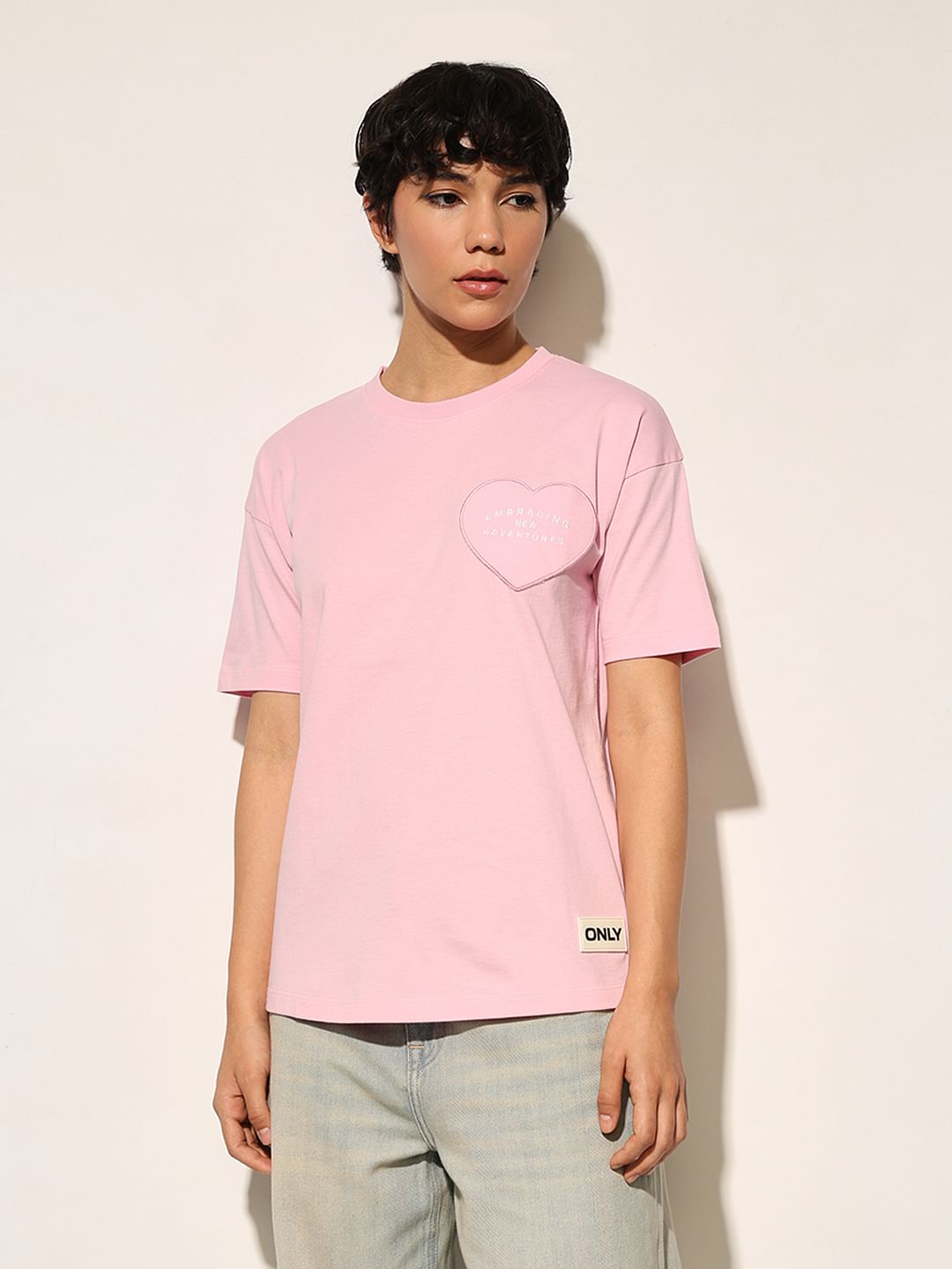 Pink Patch Work Print T-Shirt