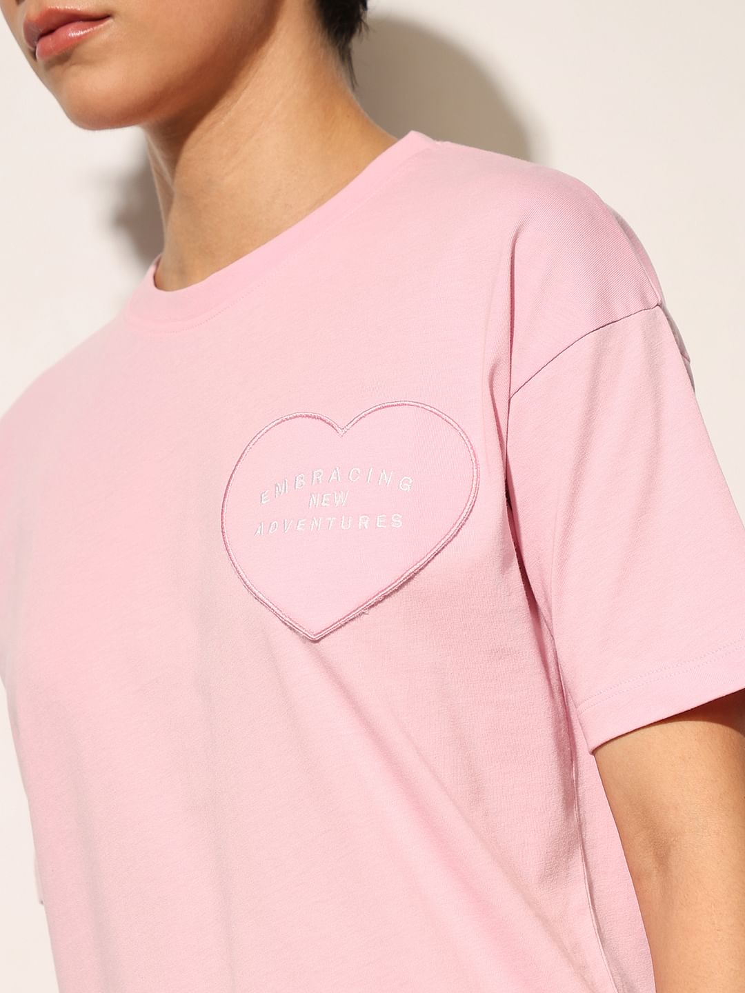 Pink Patch Work Print T-Shirt