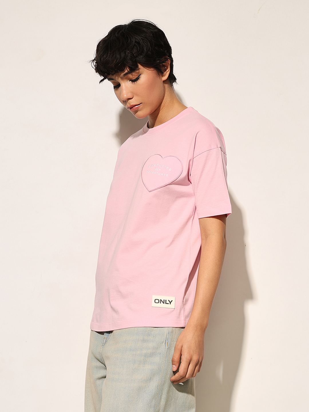 Pink Patch Work Print T-Shirt