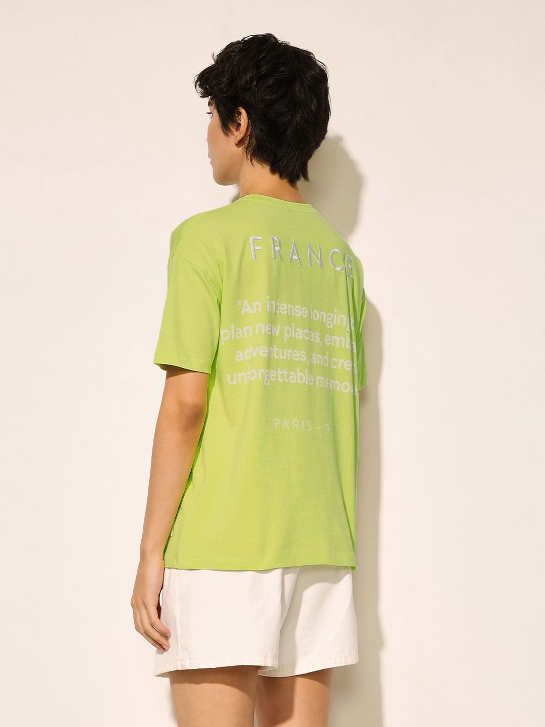 Green Printed Oversized Cotton T-Shirt