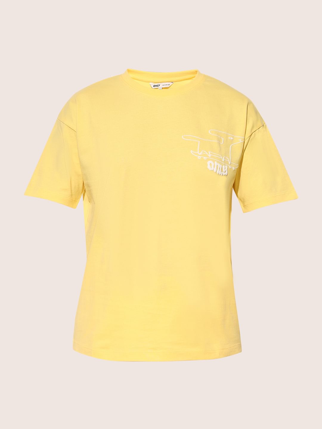 Yellow Printed Cotton T-Shirt