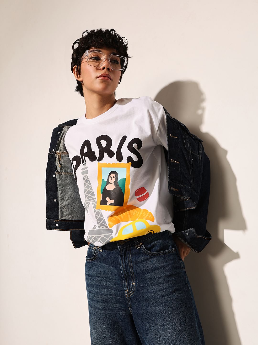 White Printed Cotton T-Shirt