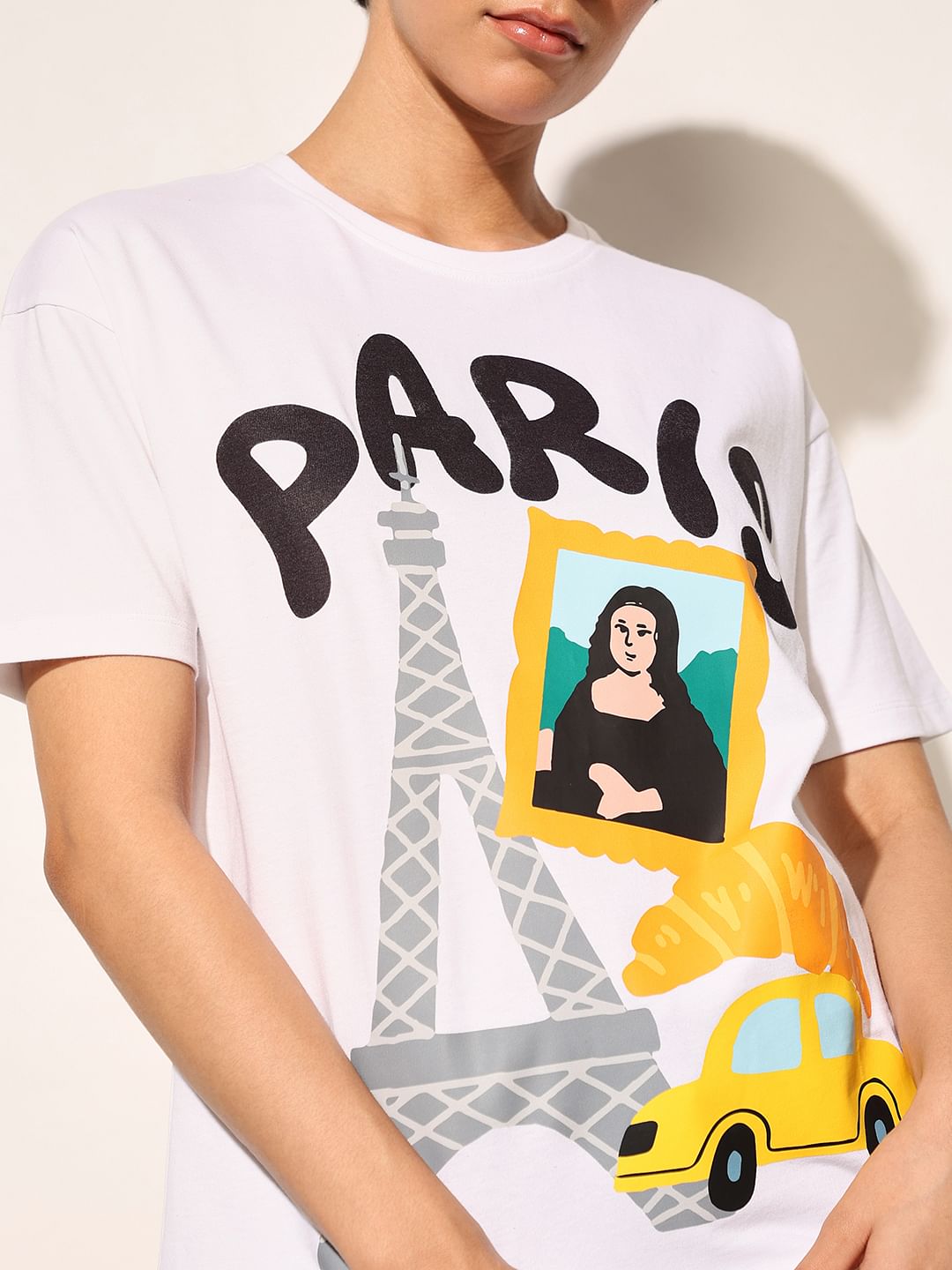 White Printed Cotton T-Shirt