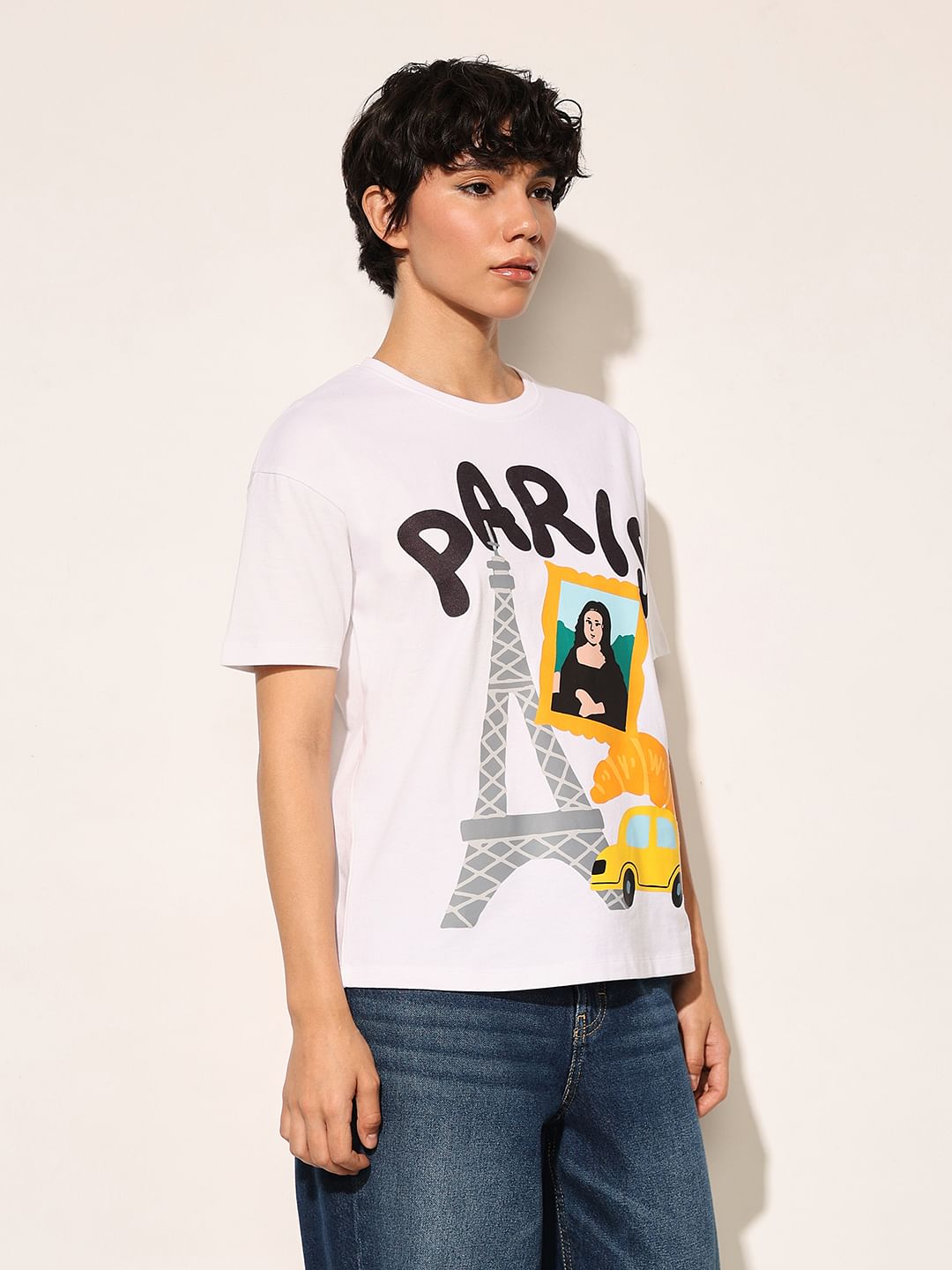 White Printed Cotton T-Shirt