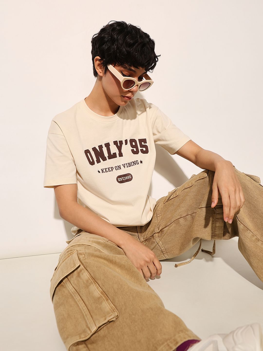 White Printed Cotton T-Shirt