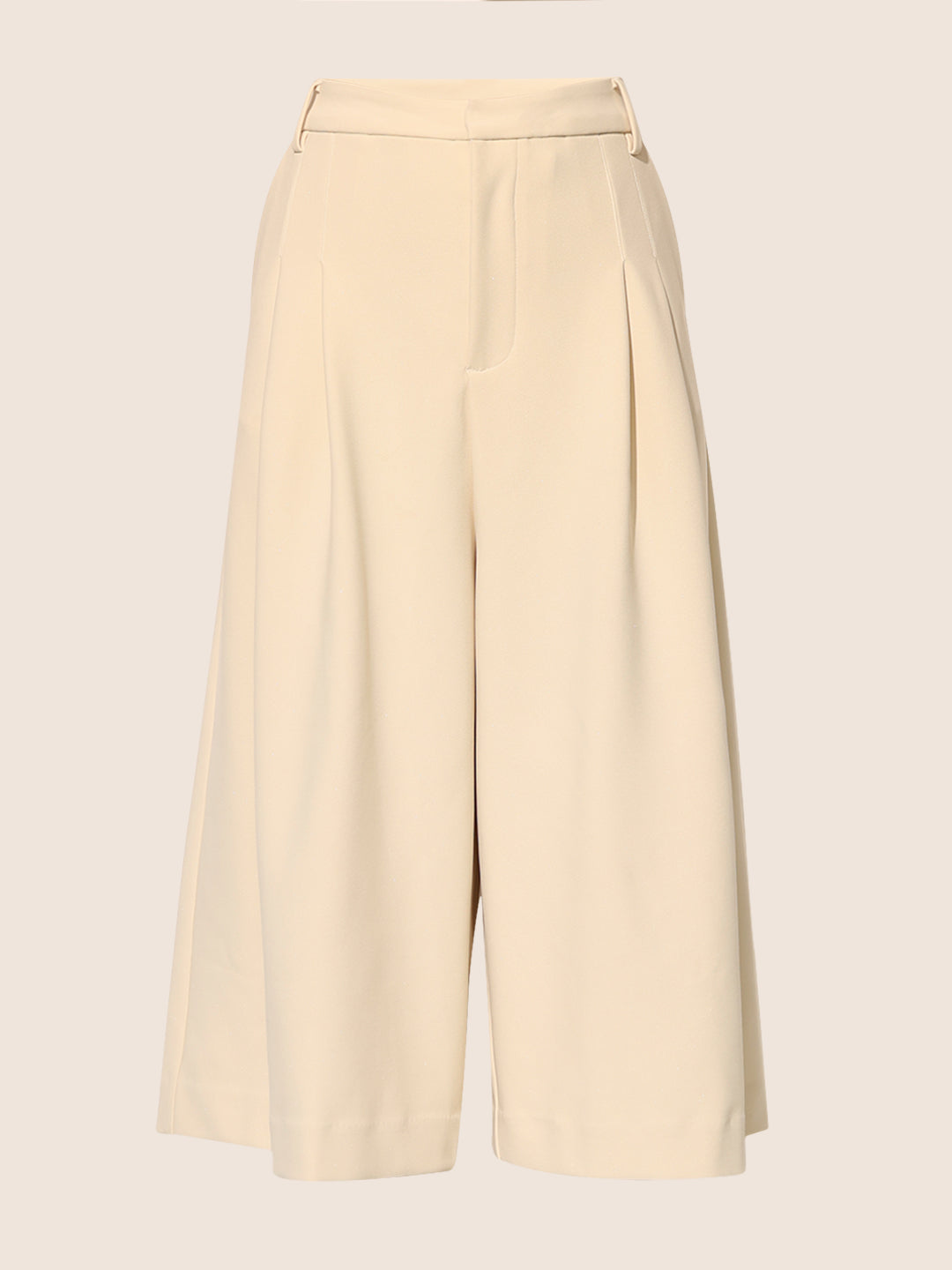 Beige Wide Leg Tailored Culottes