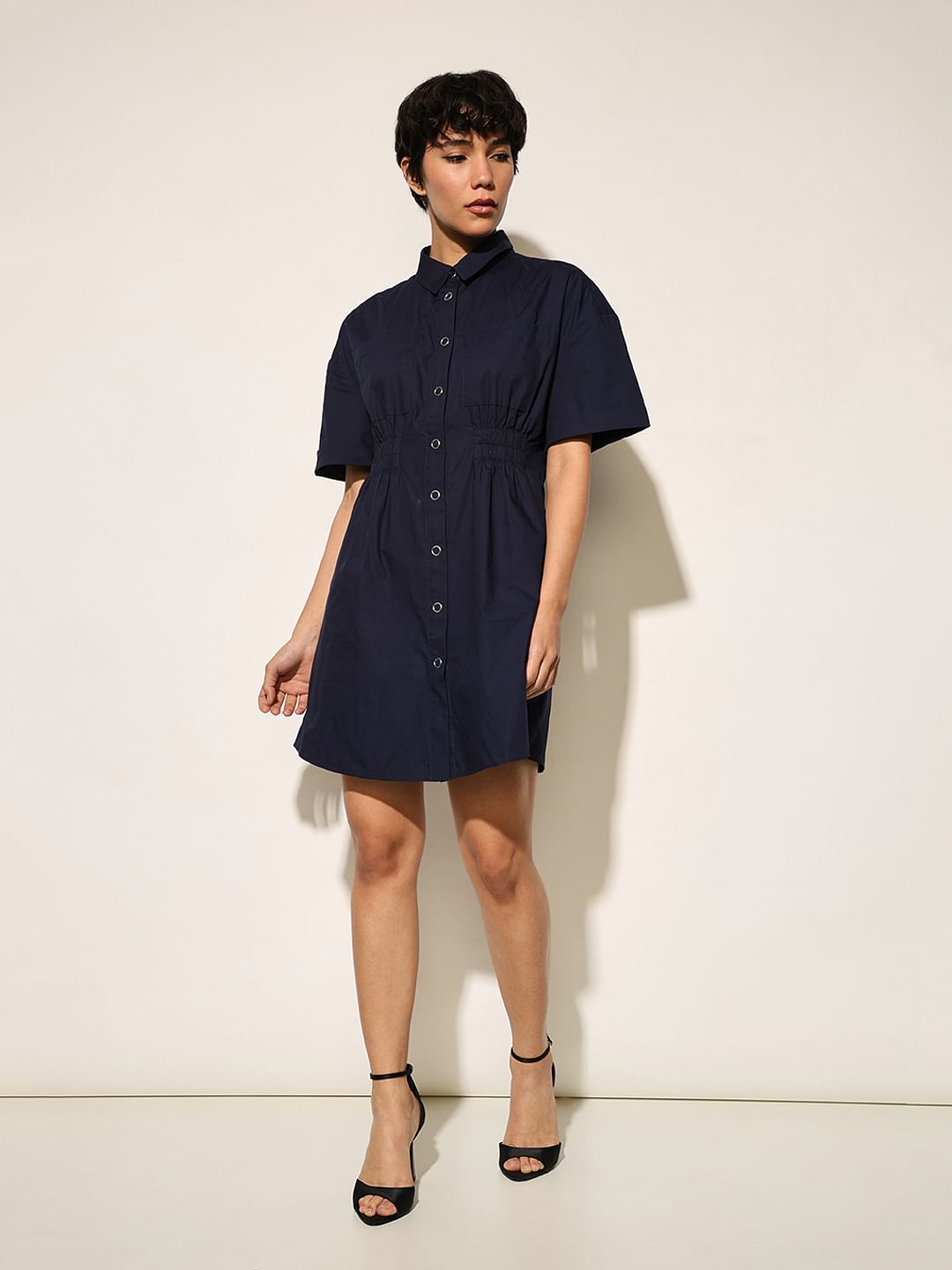 Navy Blue Short Shirt Dress