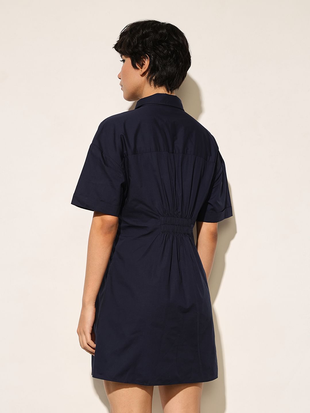 Navy Blue Short Shirt Dress