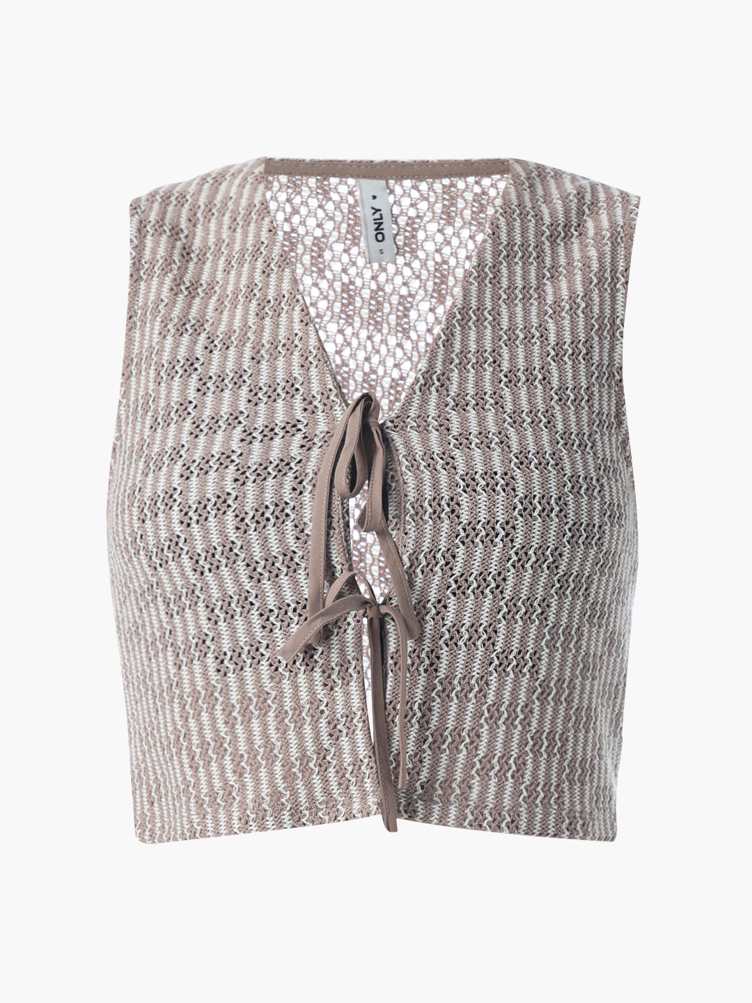 Grey Tie-Detail Knitted Vest