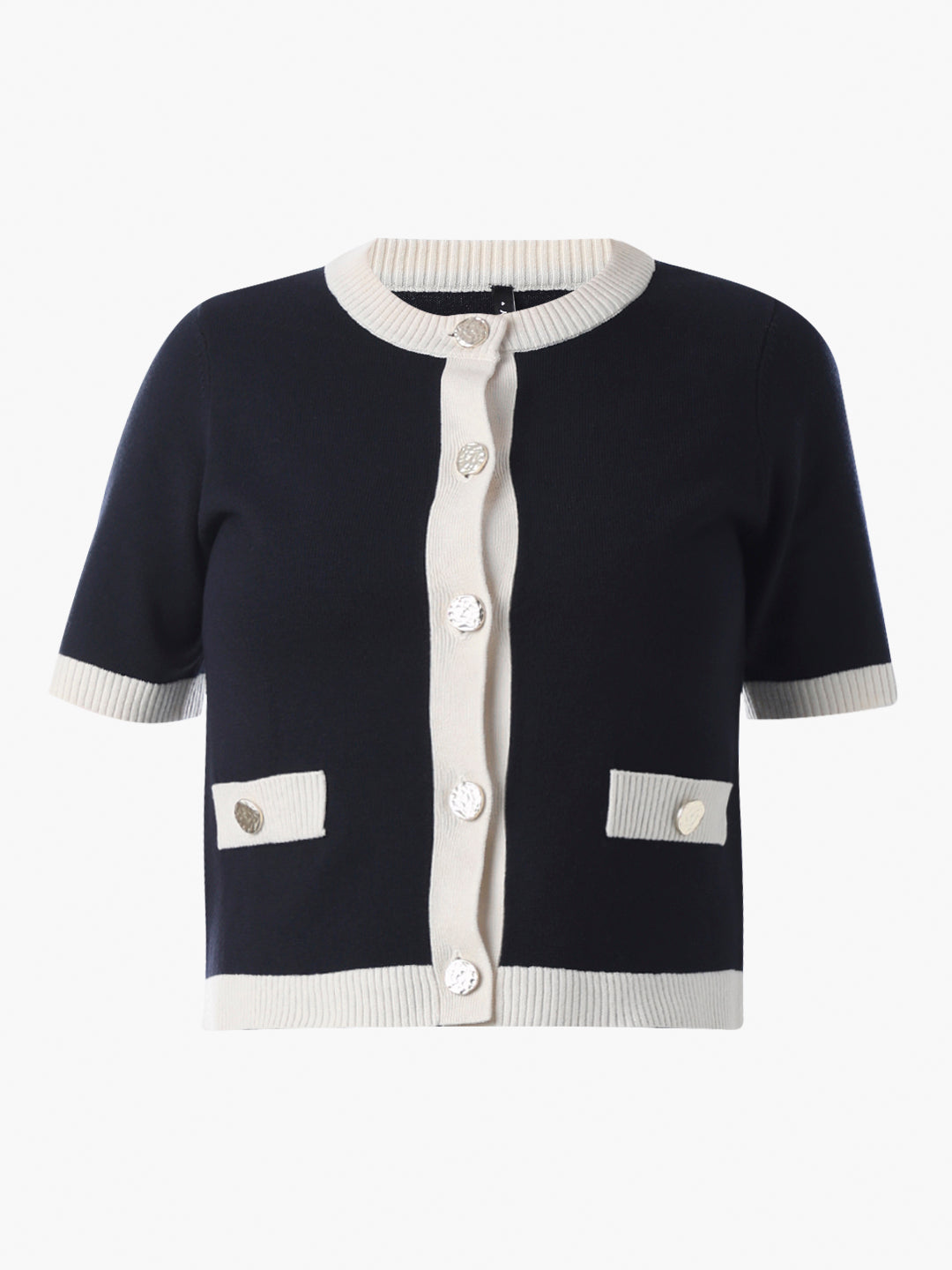 Navy Blue Short Fitted Cardigan