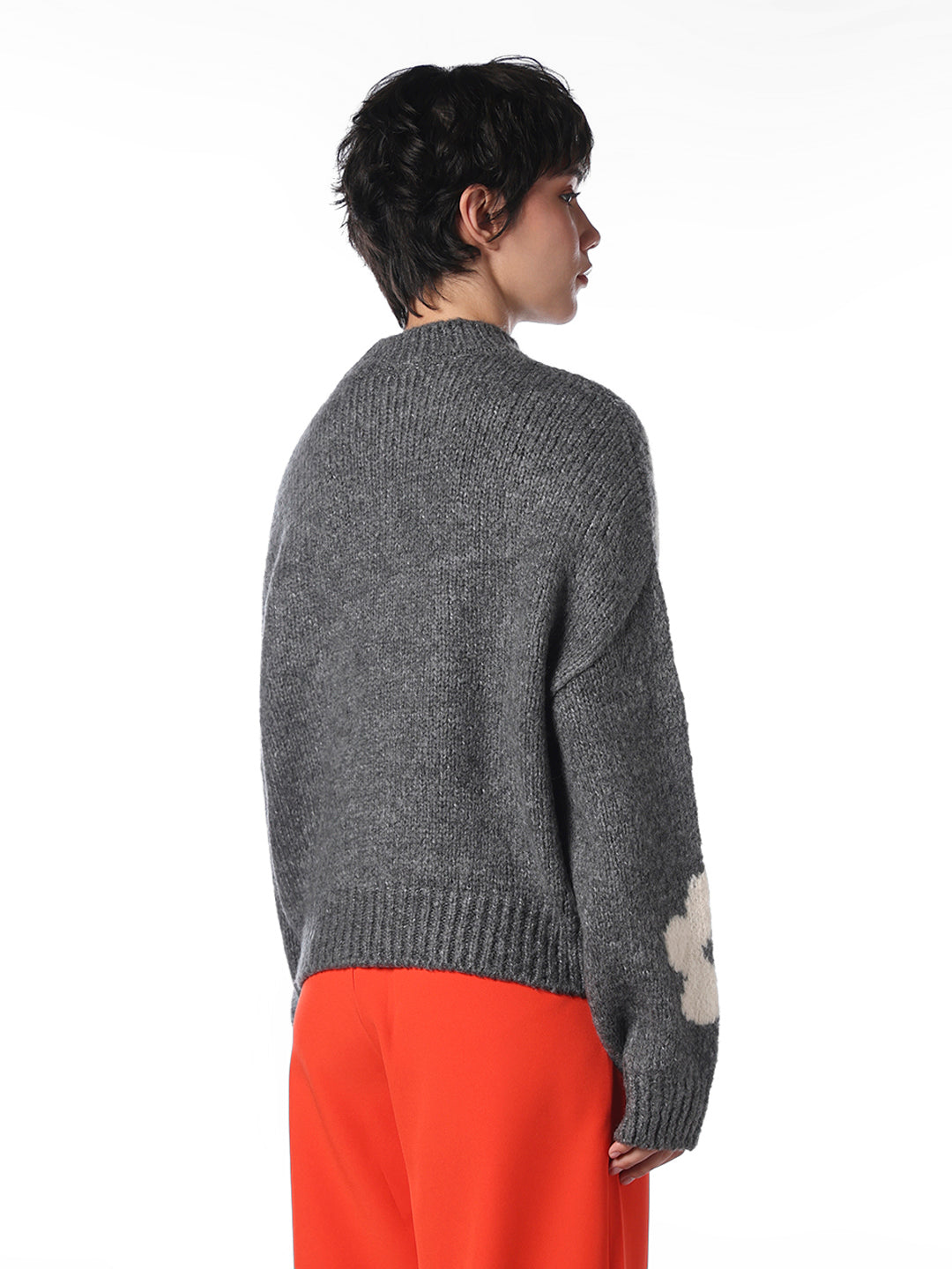 Dark Grey Floral Pullover