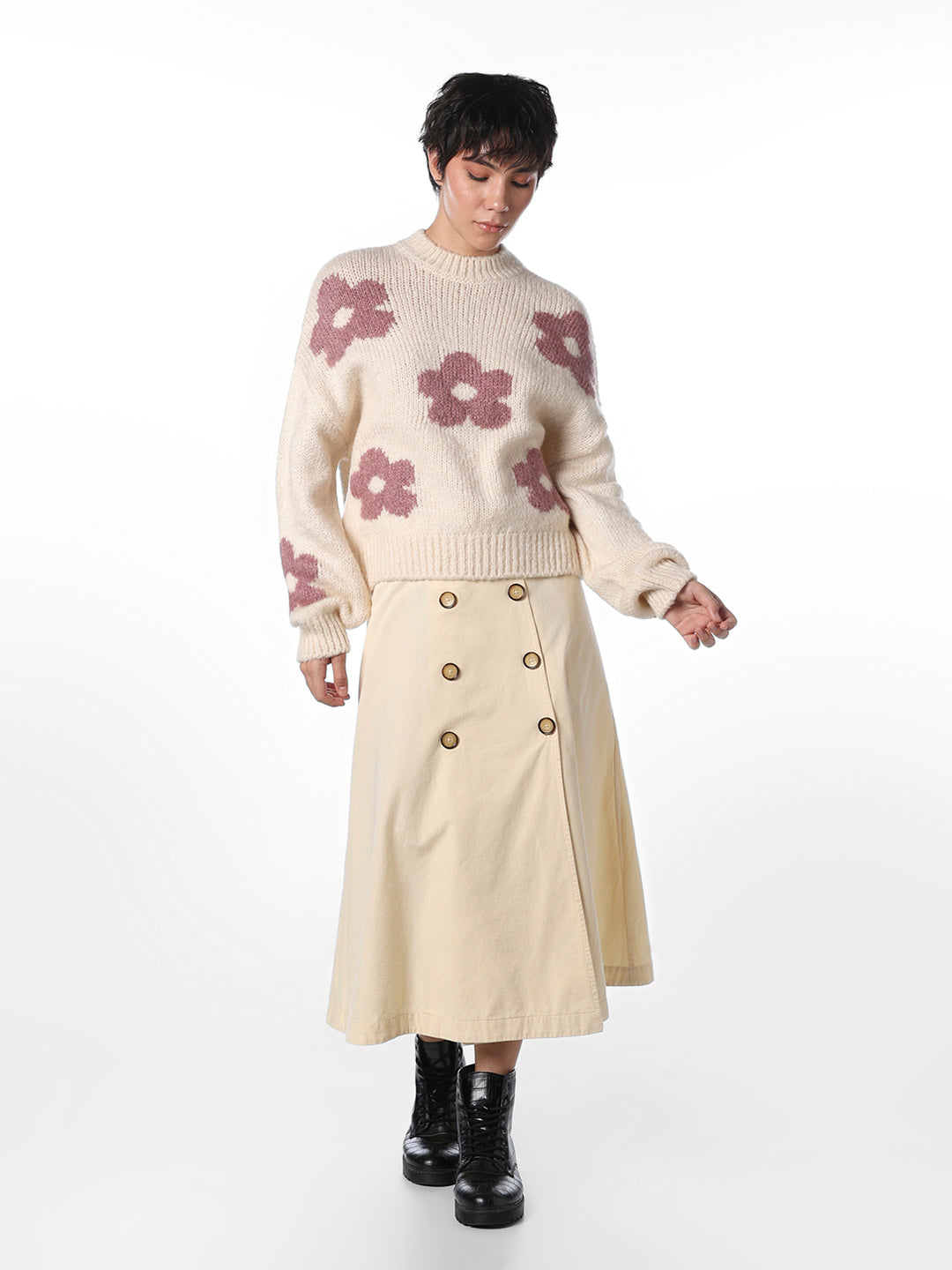 White Floral Pullover