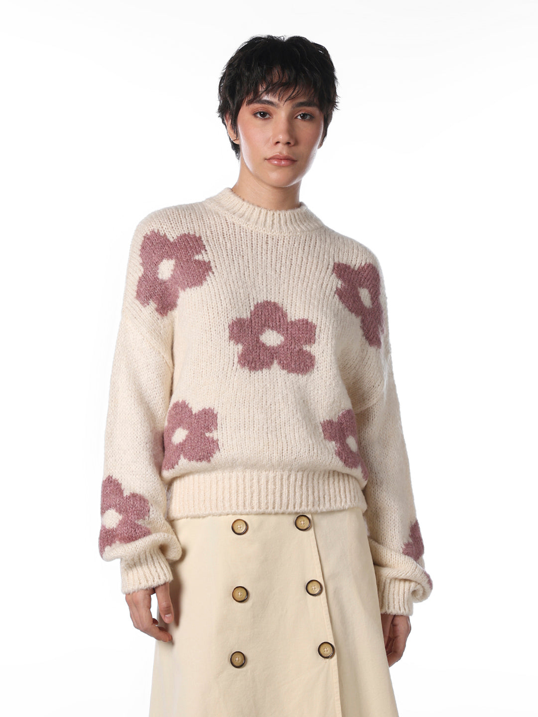 White Floral Pullover