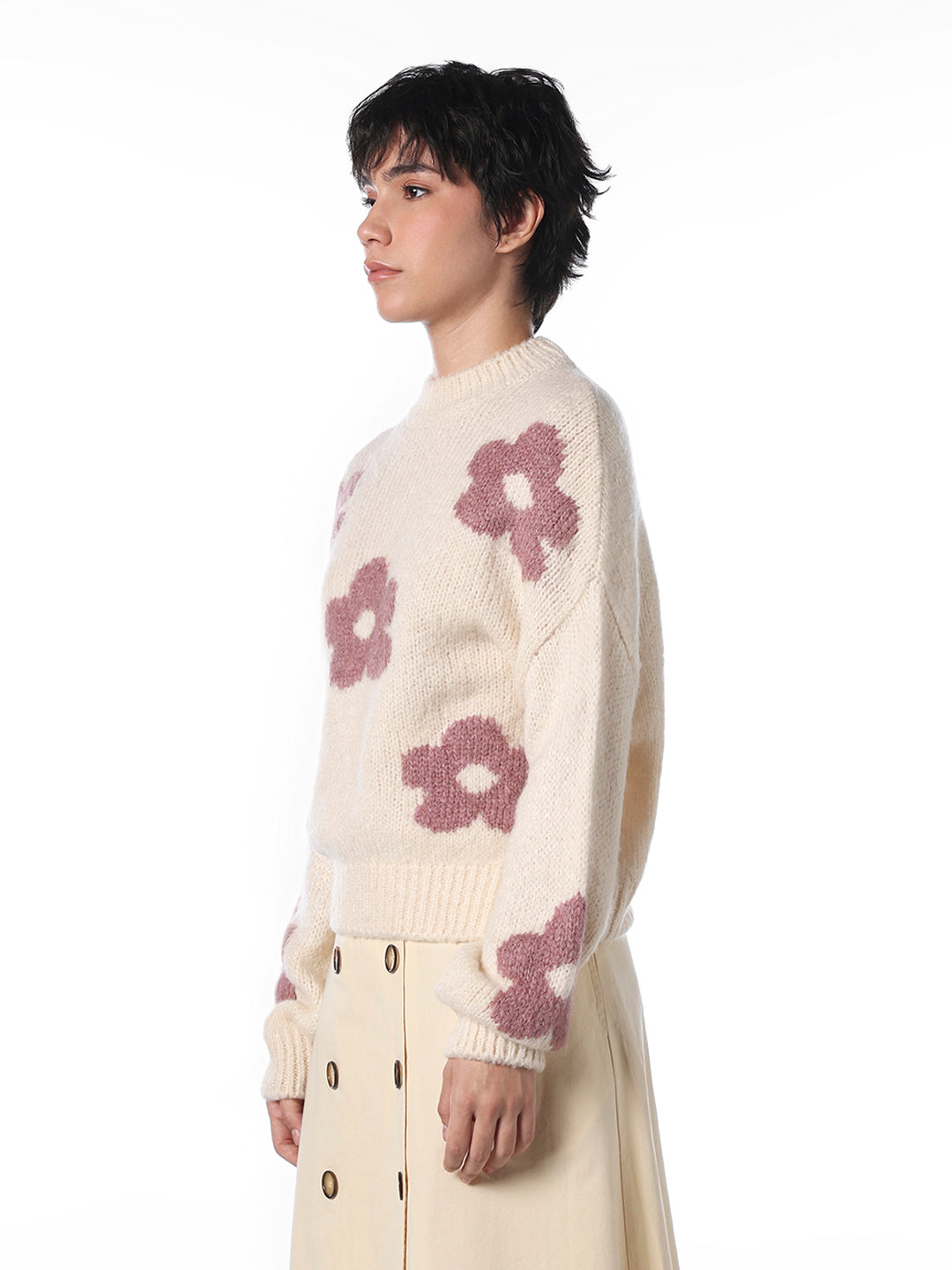 White Floral Pullover