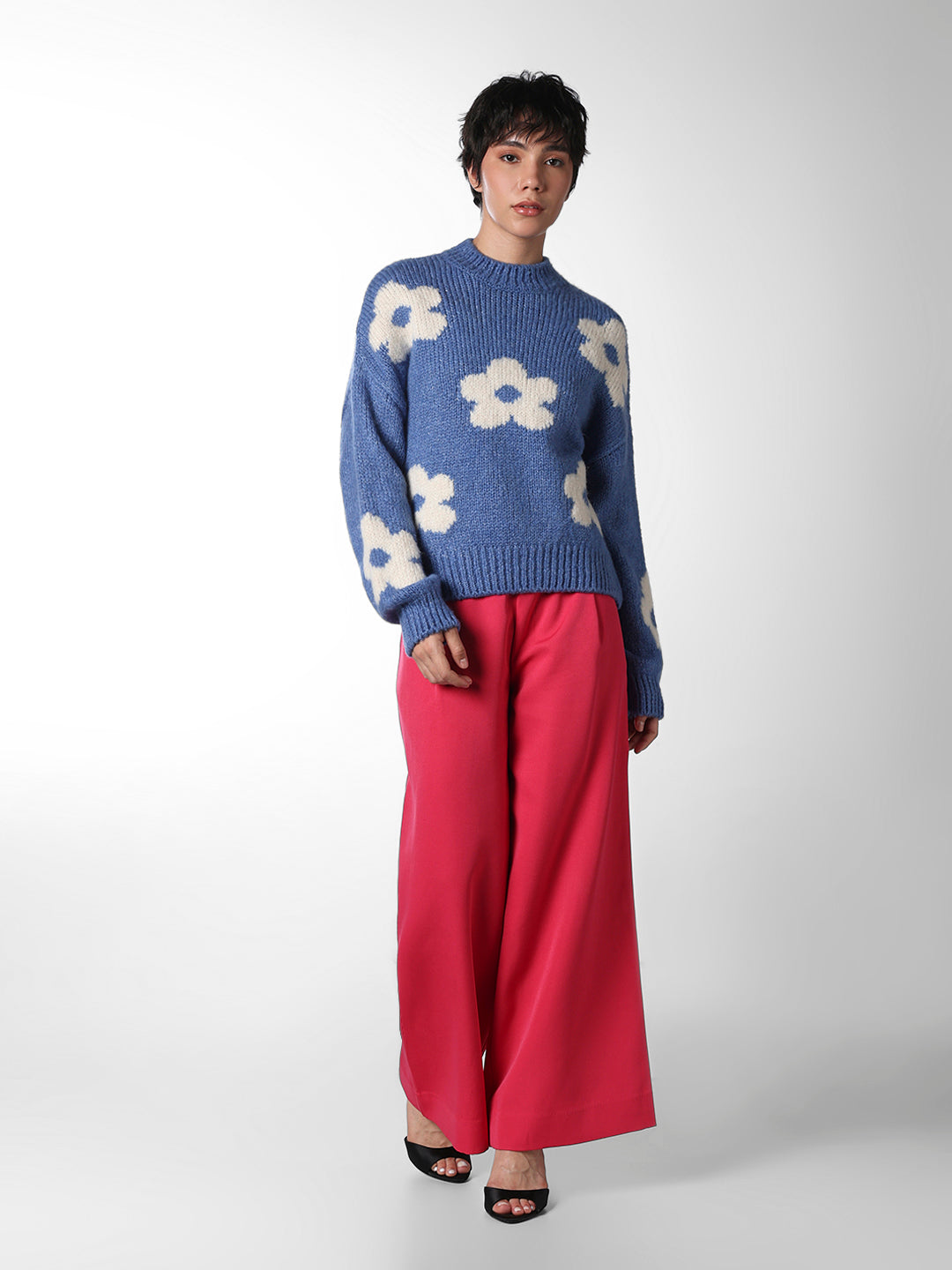 Blue Floral Pullover