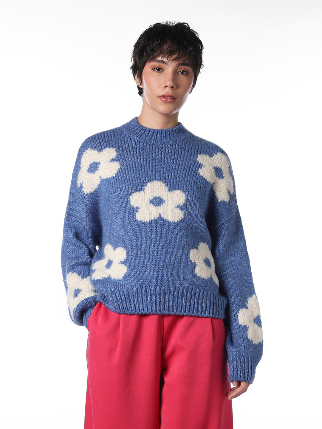 Blue Floral Pullover