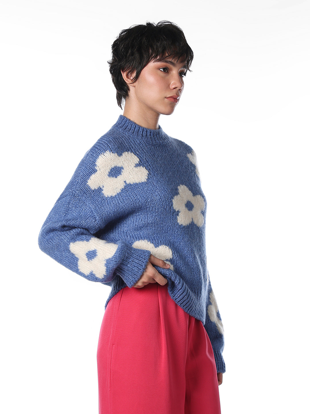 Blue Floral Pullover