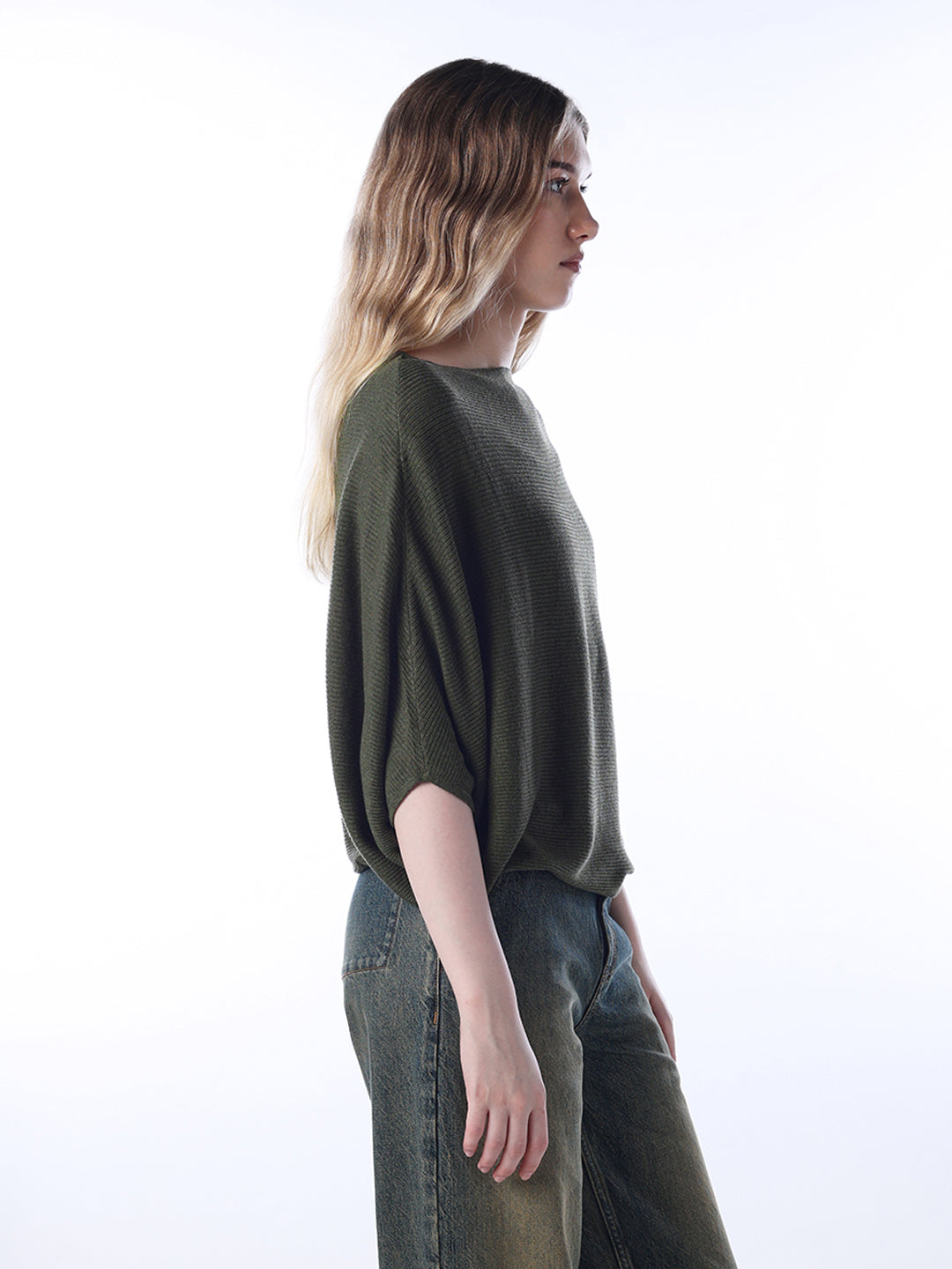 Bat sleeve Oversized Pullover - Dark Green