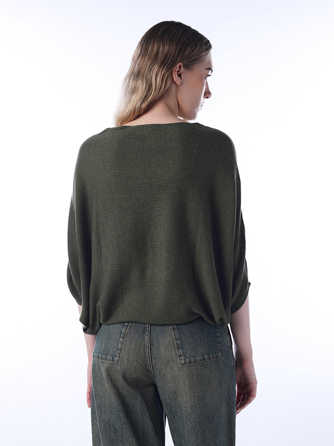 Bat sleeve Oversized Pullover - Dark Green