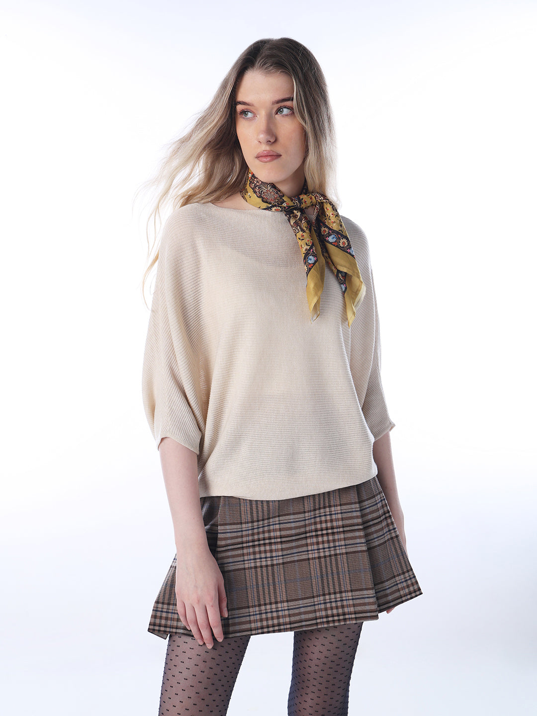 Bat sleeve Oversized Pullover - Beige