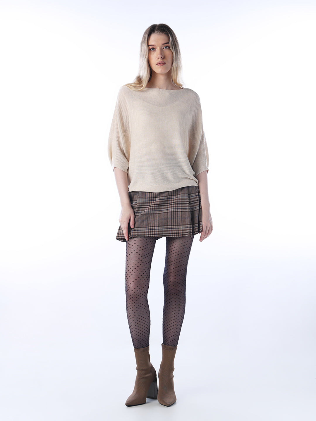 Bat sleeve Oversized Pullover - Beige