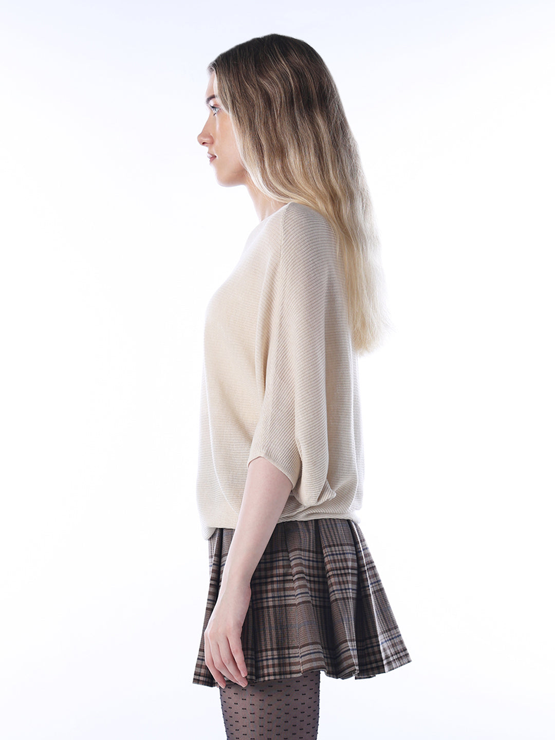 Bat sleeve Oversized Pullover - Beige