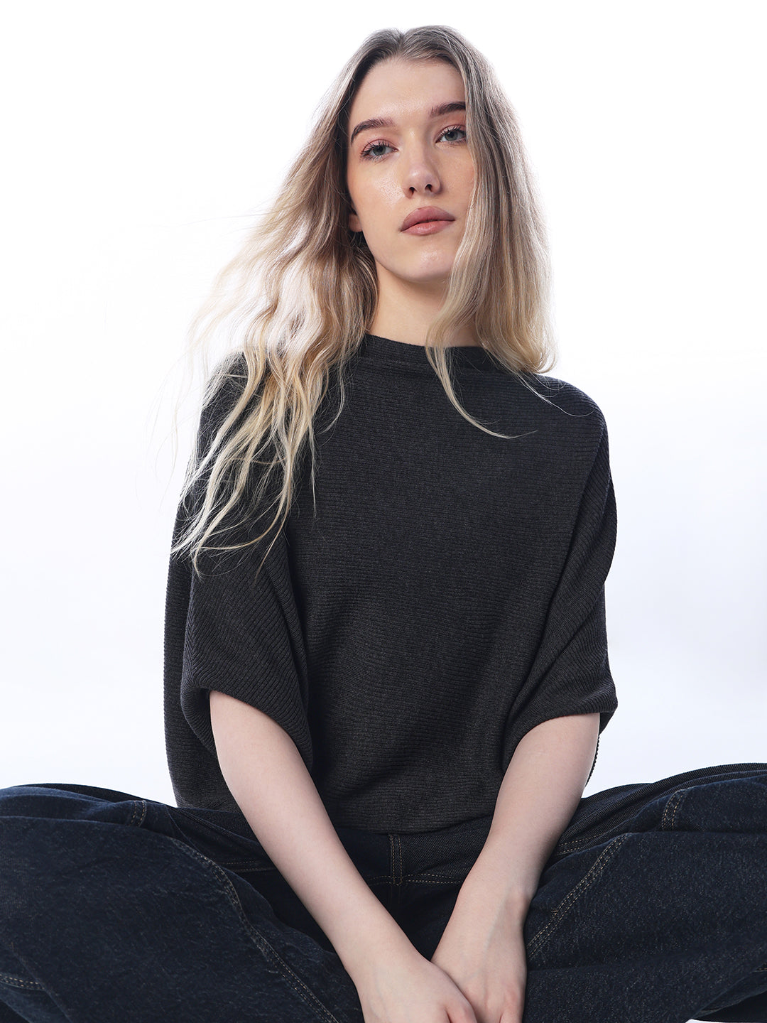 Bat sleeve Oversized Pullover - Dark Grey