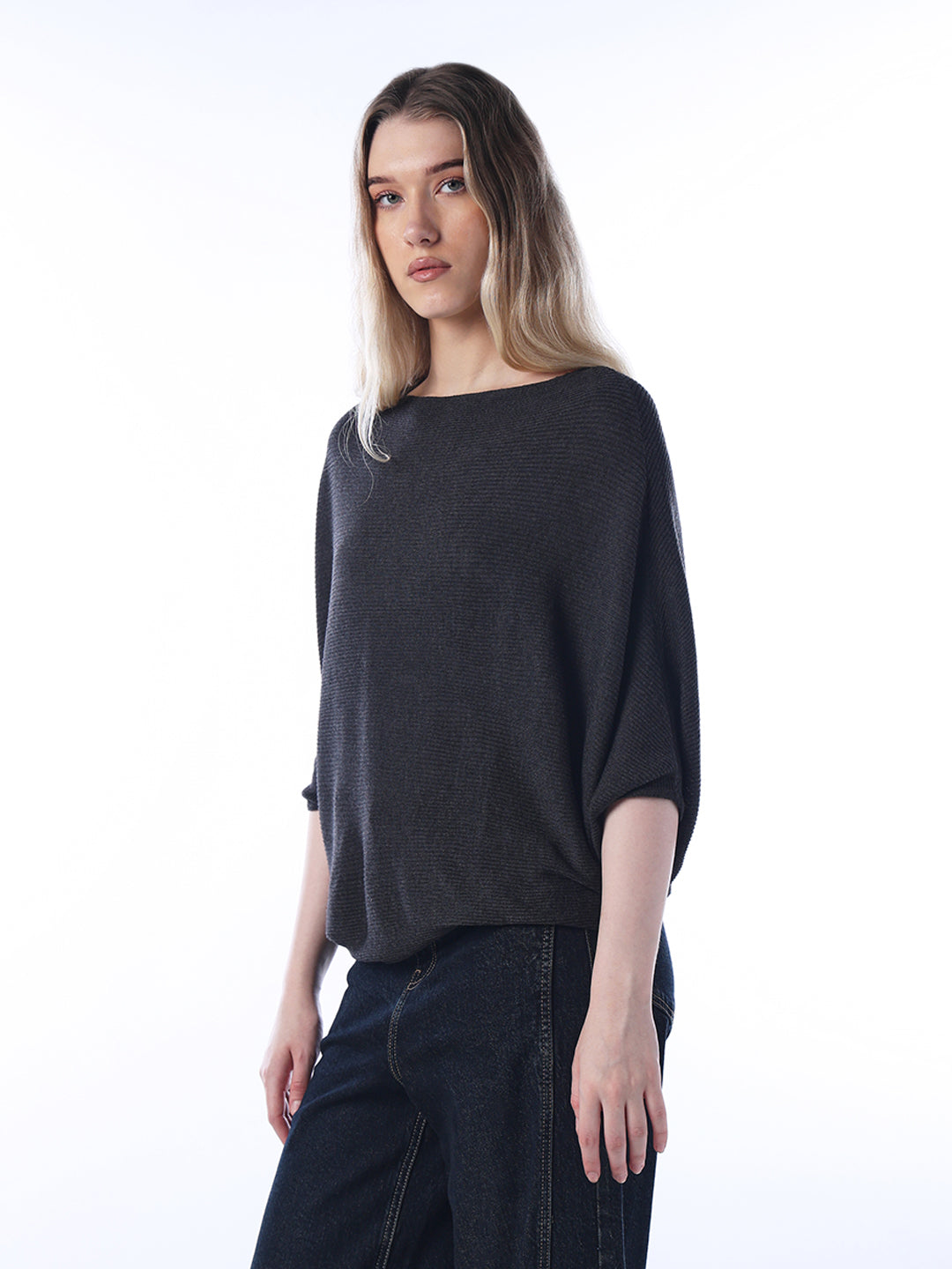 Bat sleeve Oversized Pullover - Dark Grey