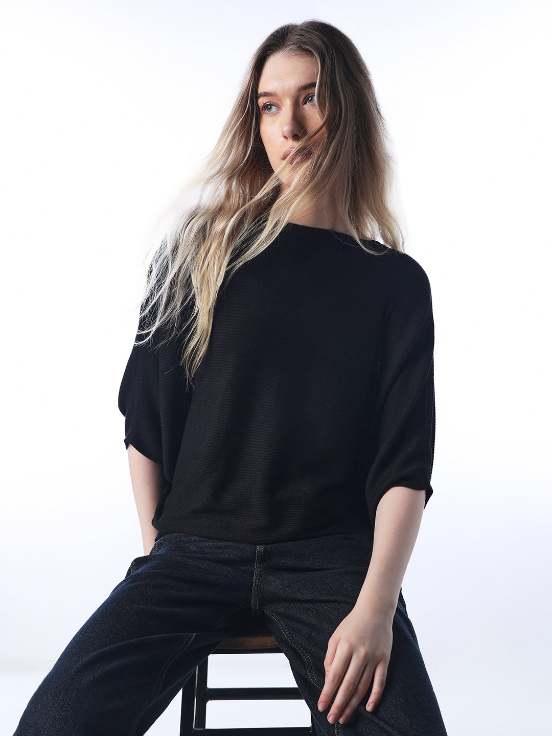 Bat sleeve Pullover - Black