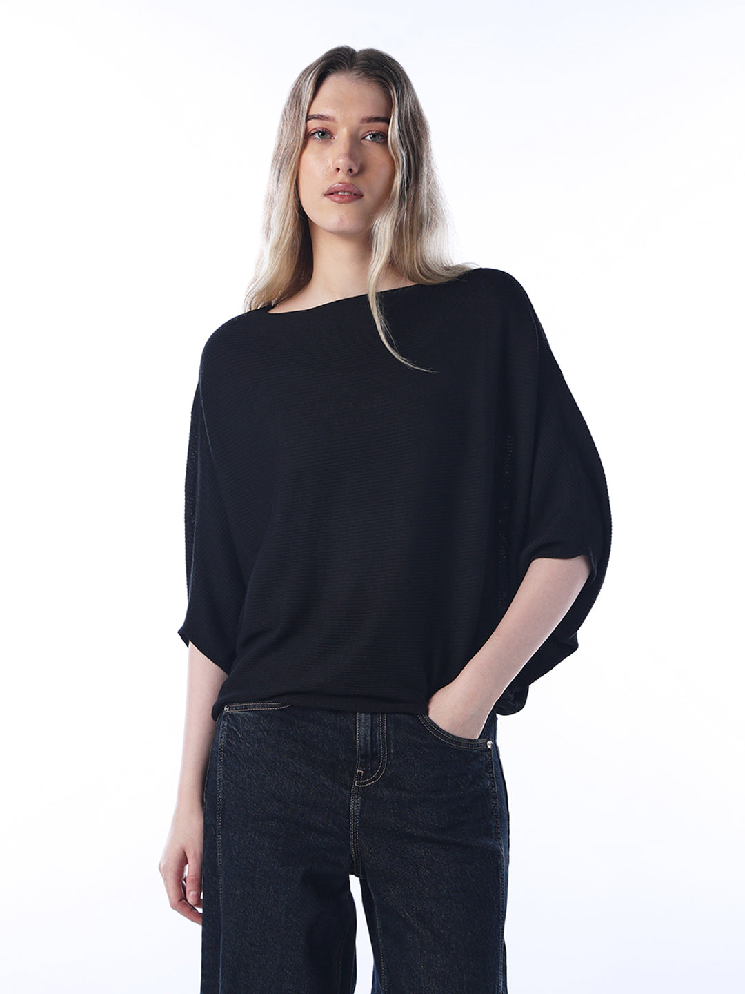Bat sleeve Pullover - Black