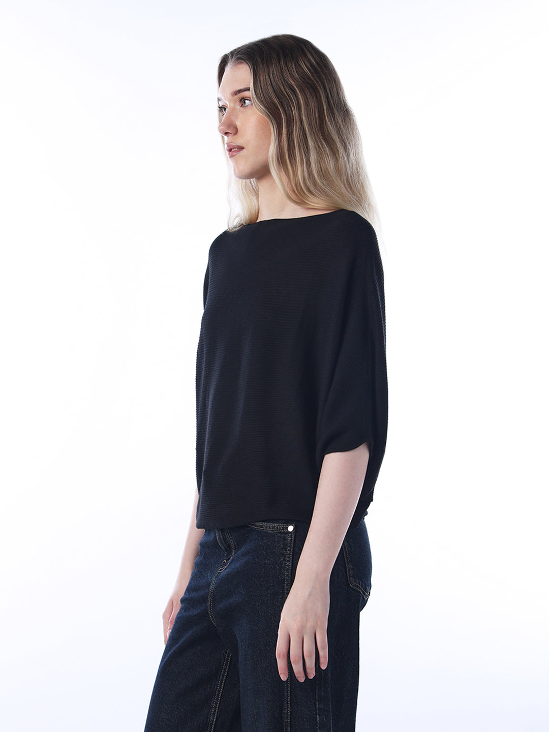 Bat sleeve Pullover - Black