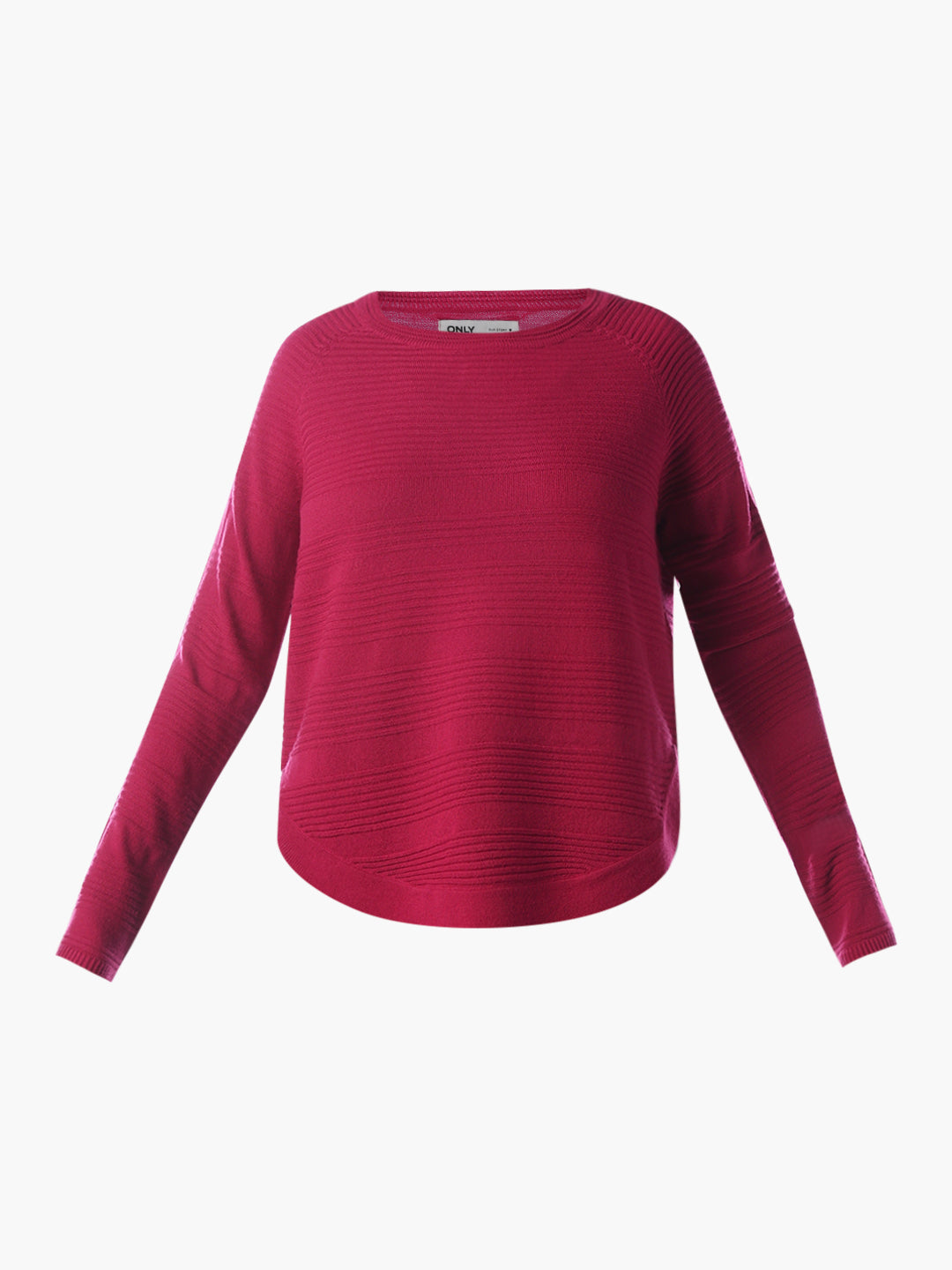 Structured Knitted Pullover - Maroon