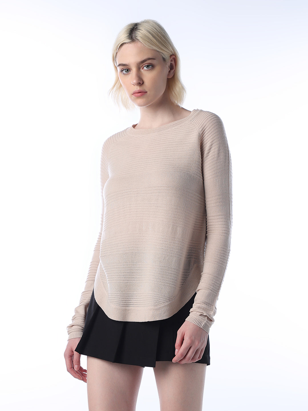 Structured Knitted Pullover - Beige