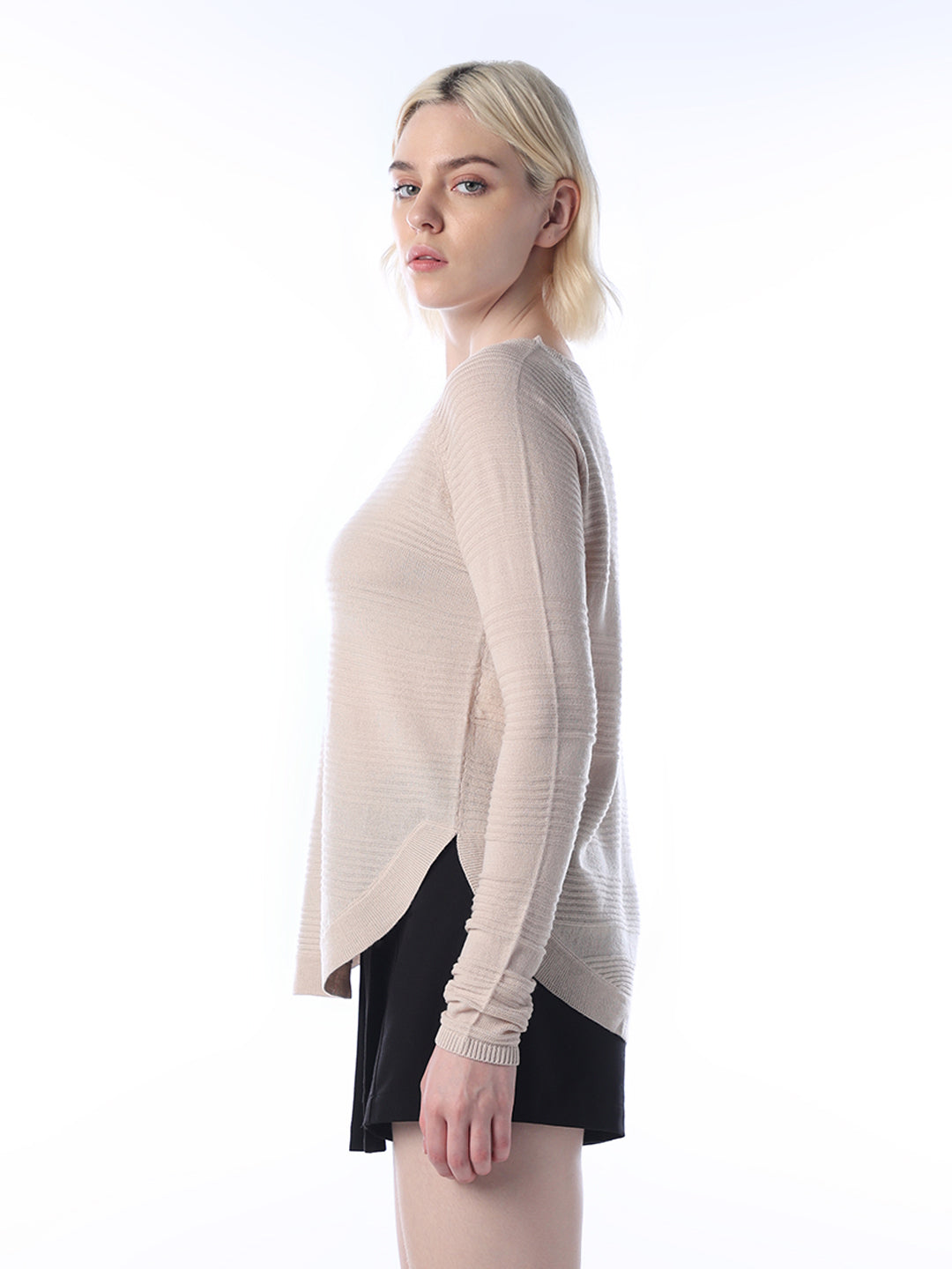 Structured Knitted Pullover - Beige