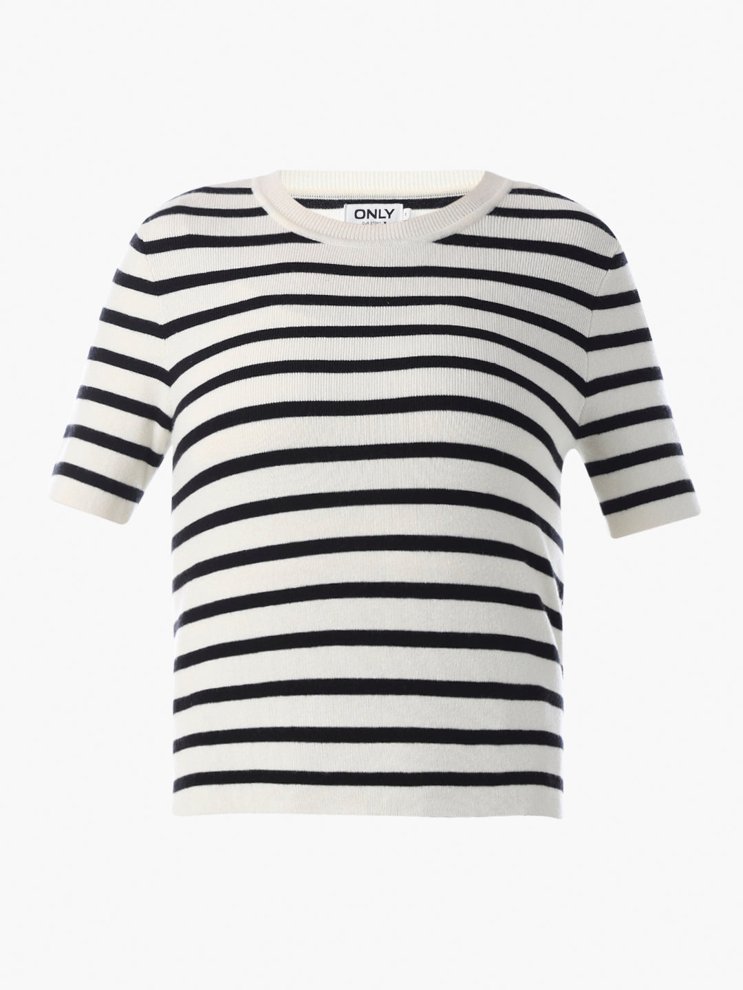 White Striped Fine Knit Pullover