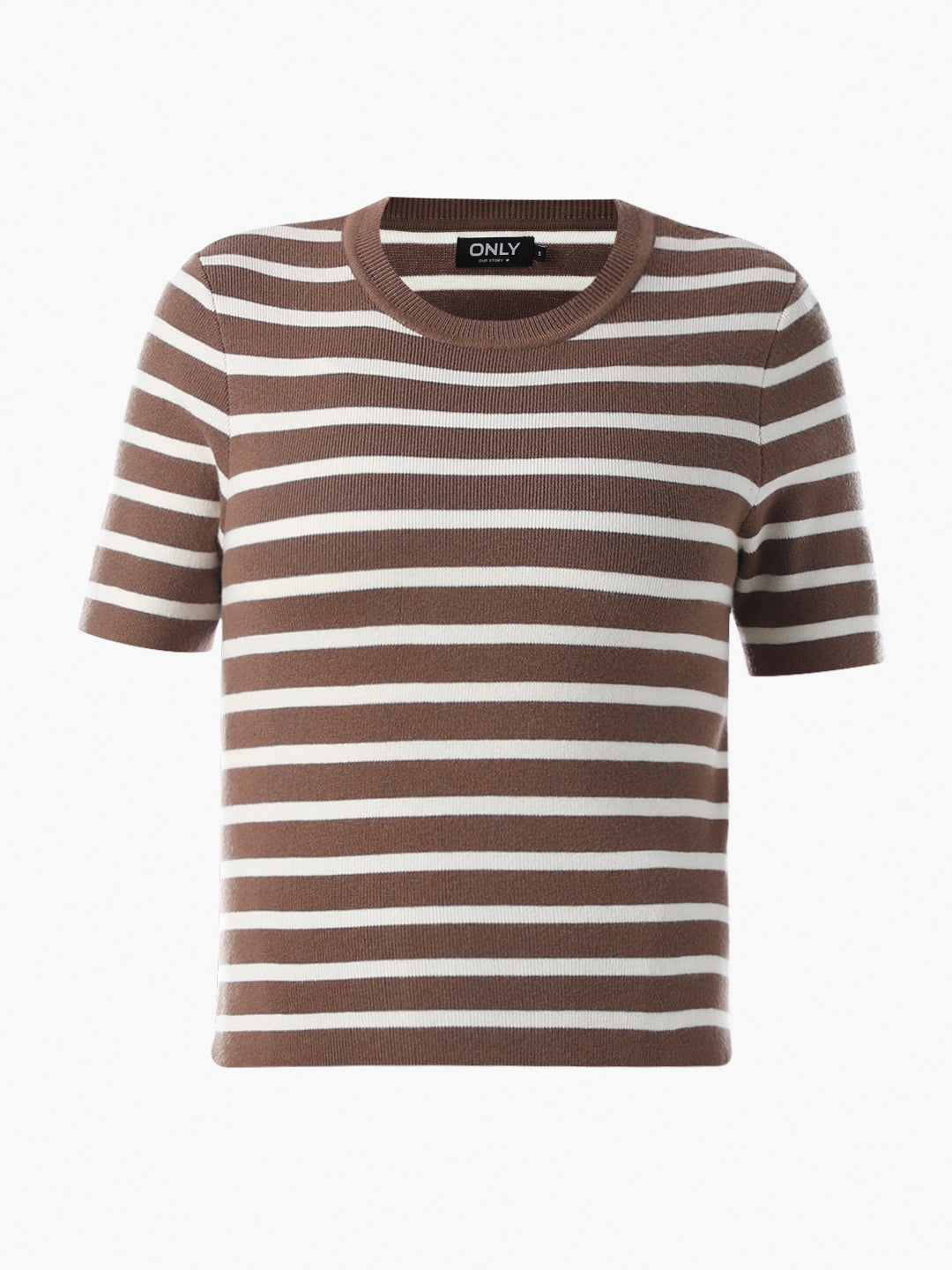 Brown Striped Fine Knit Pullover