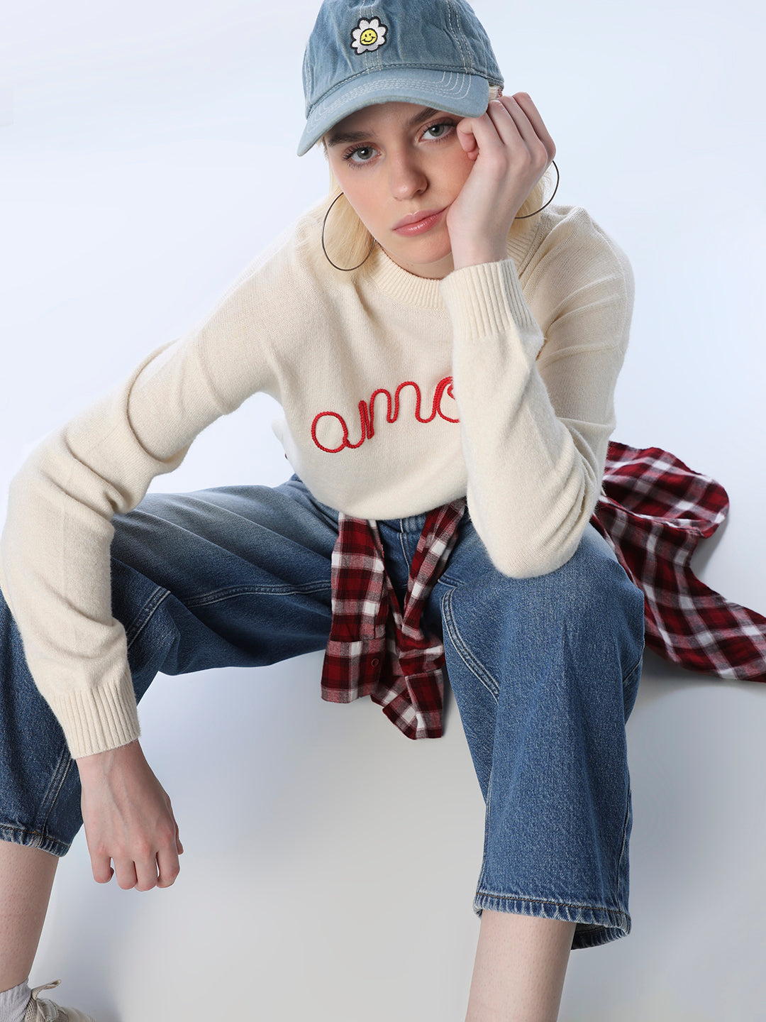 Text Embroidered Pullover