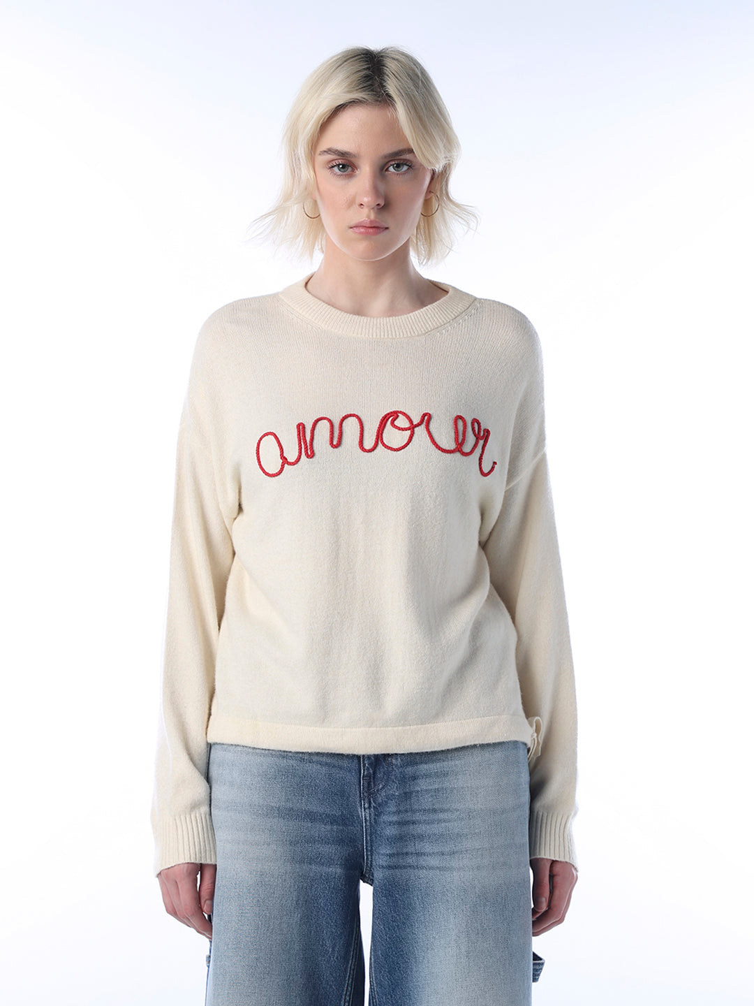 Text Embroidered Pullover