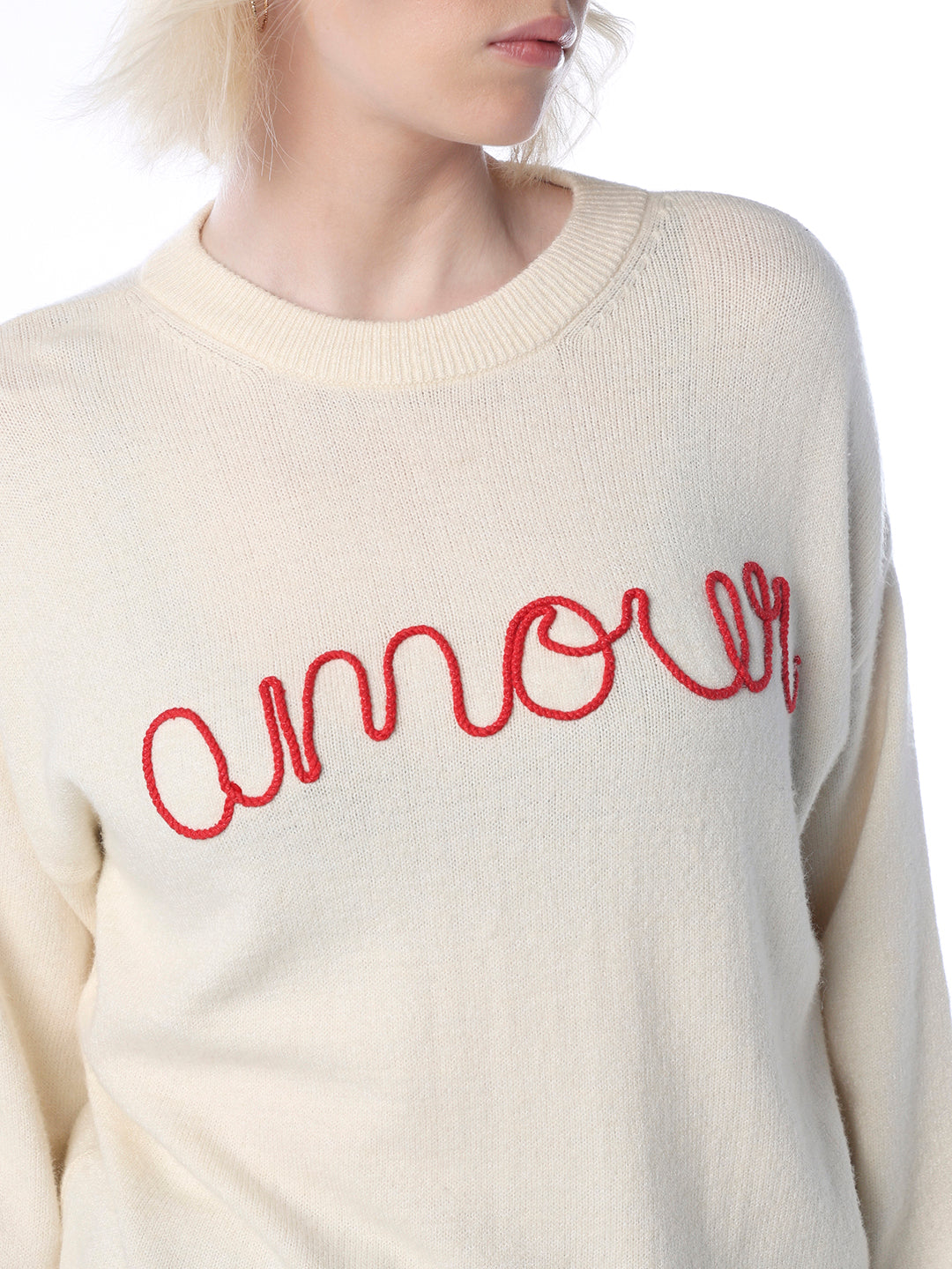 Text Embroidered Pullover