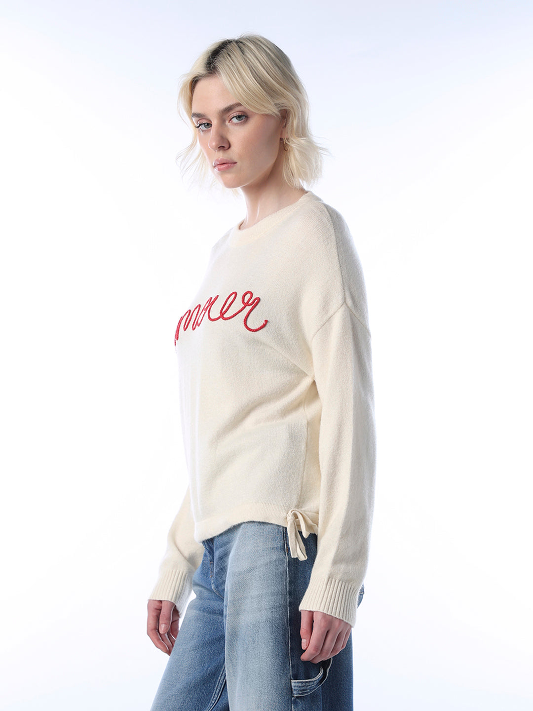 Text Embroidered Pullover
