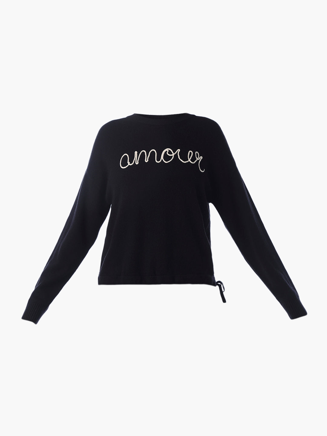 Embroidered Text Fine Knit Pullover