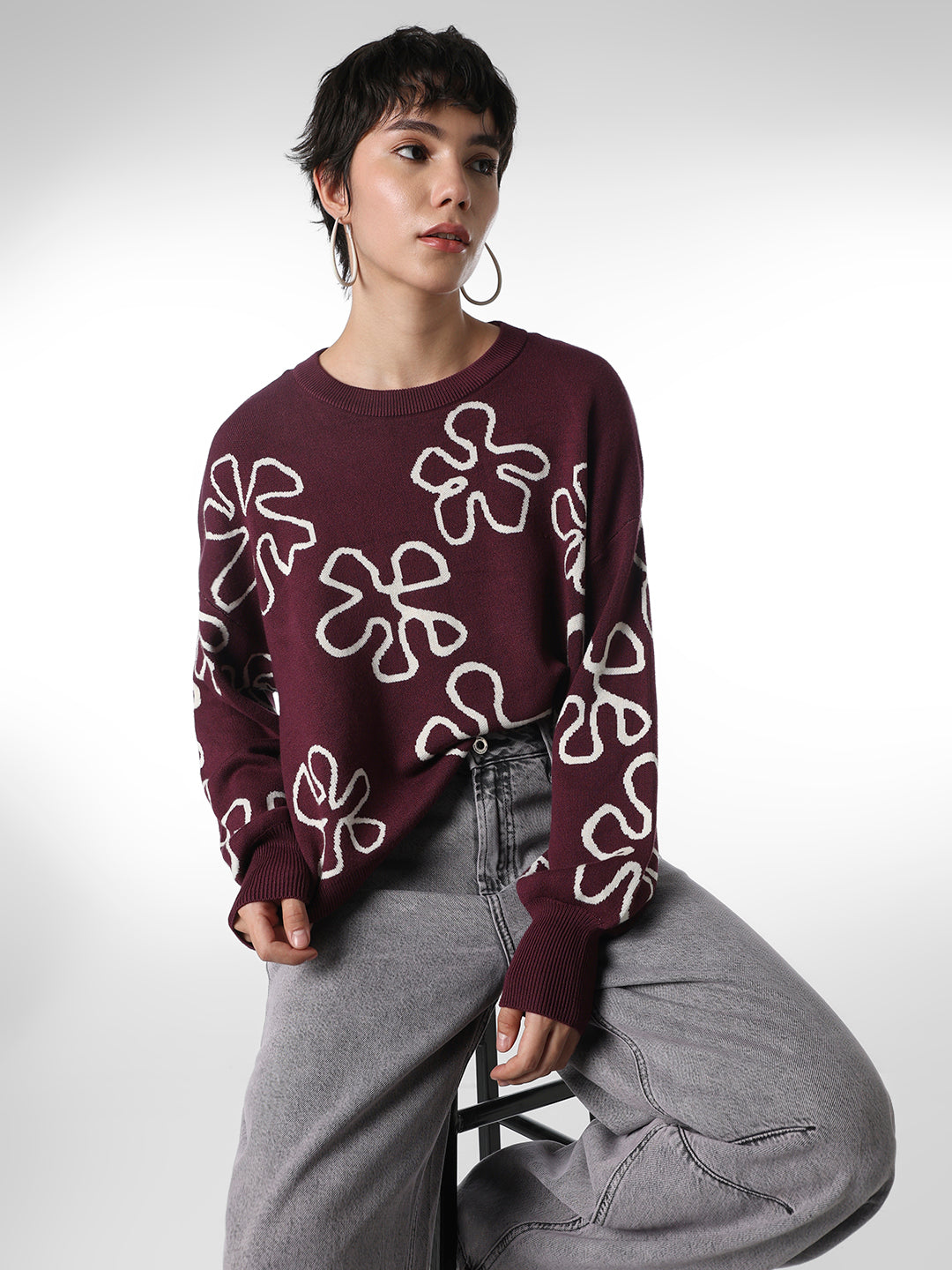 Mauve Wine Printed Pullover