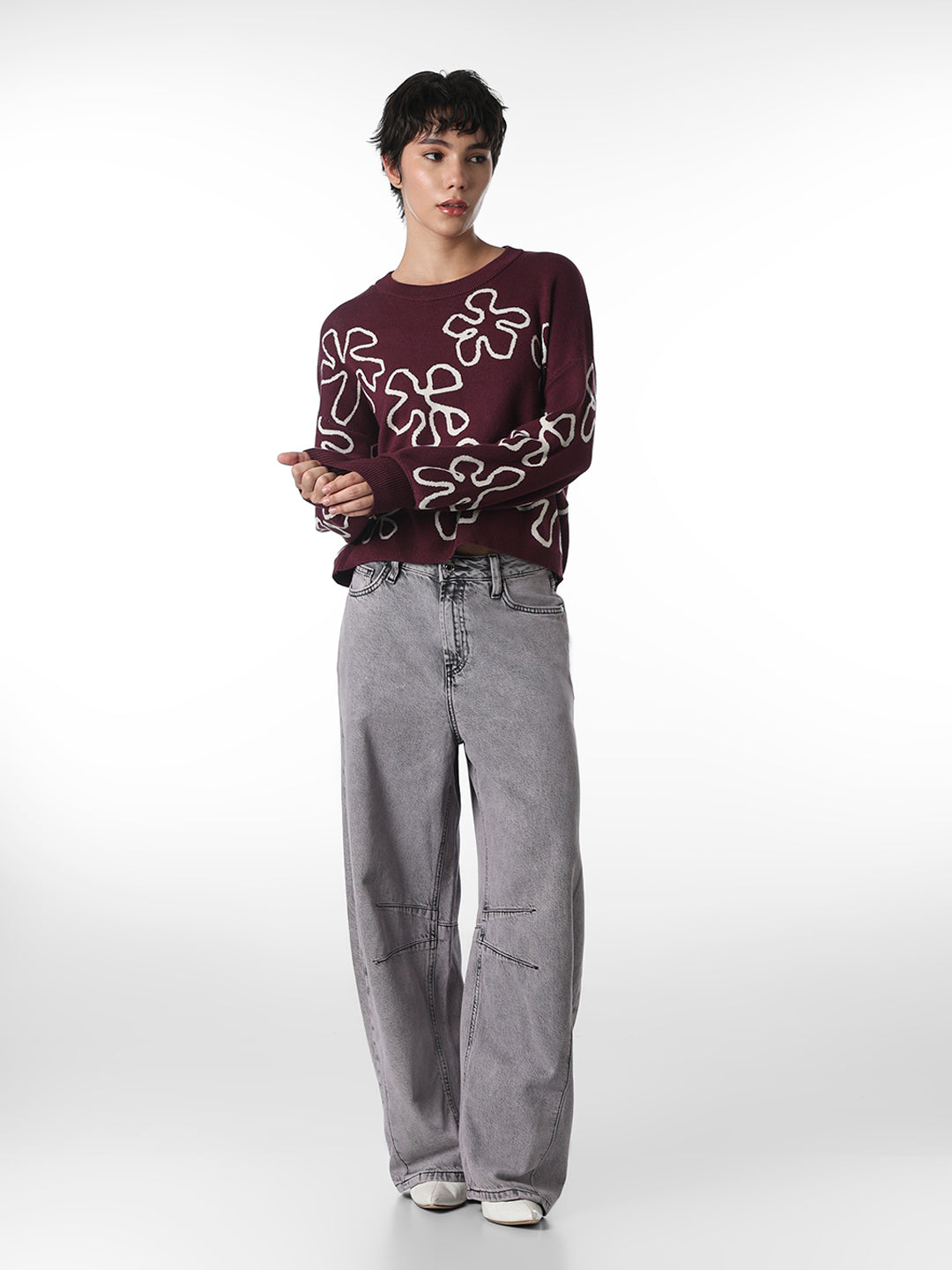 Mauve Wine Printed Pullover