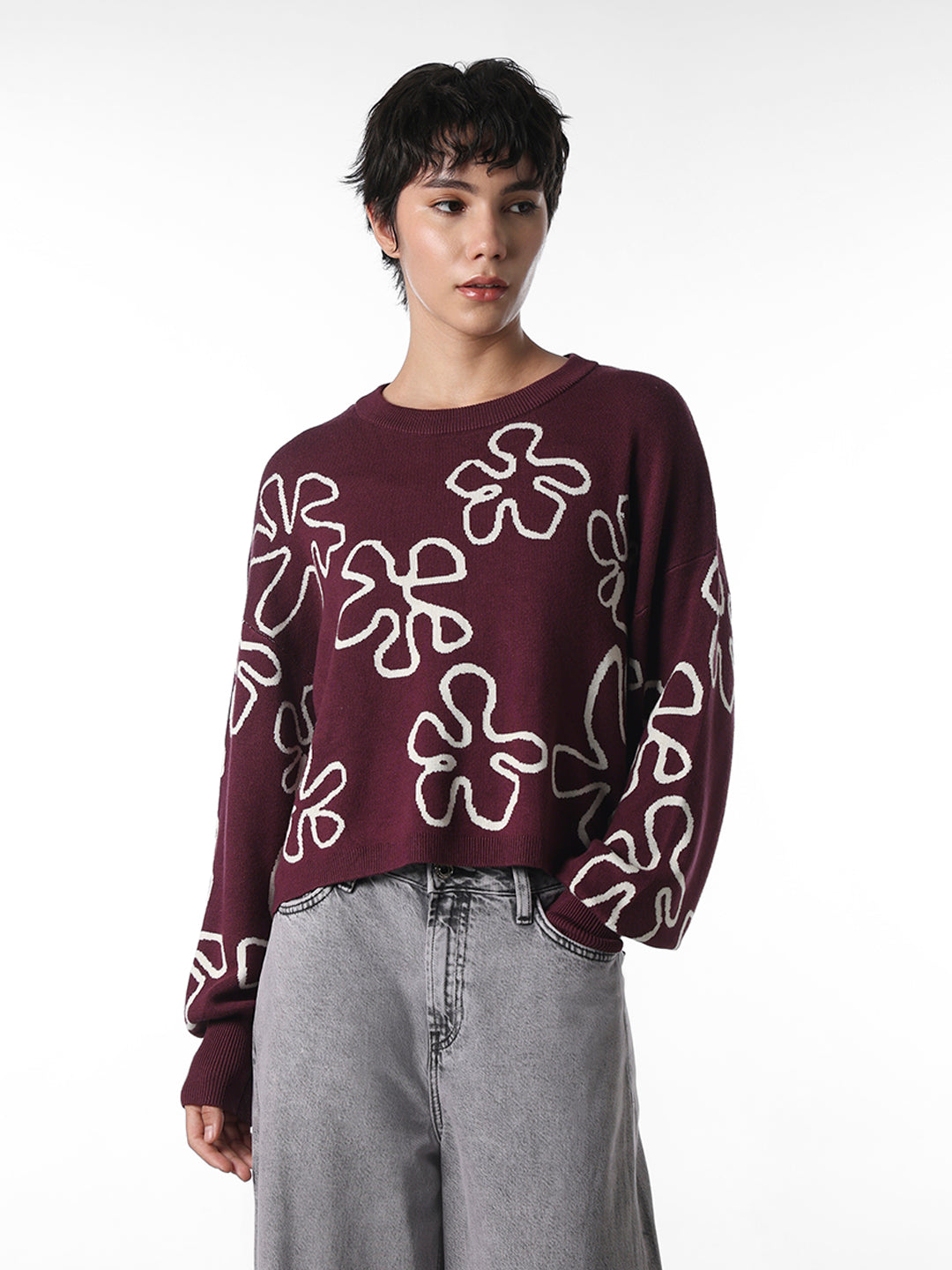 Mauve Wine Printed Pullover