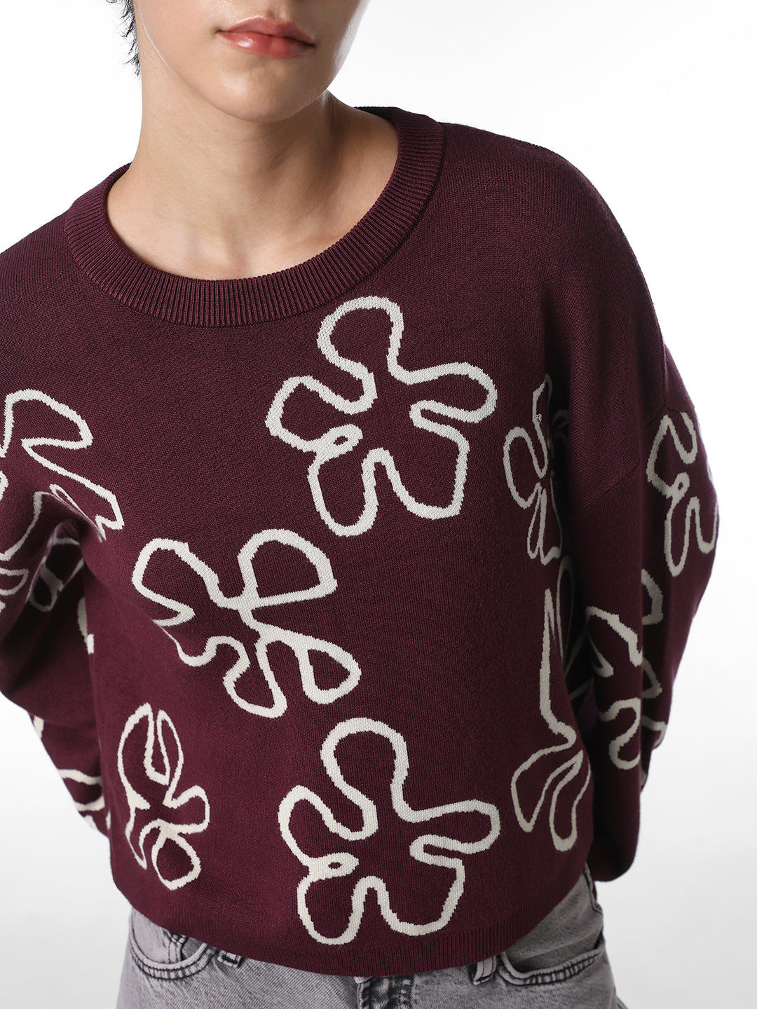 Mauve Wine Printed Pullover