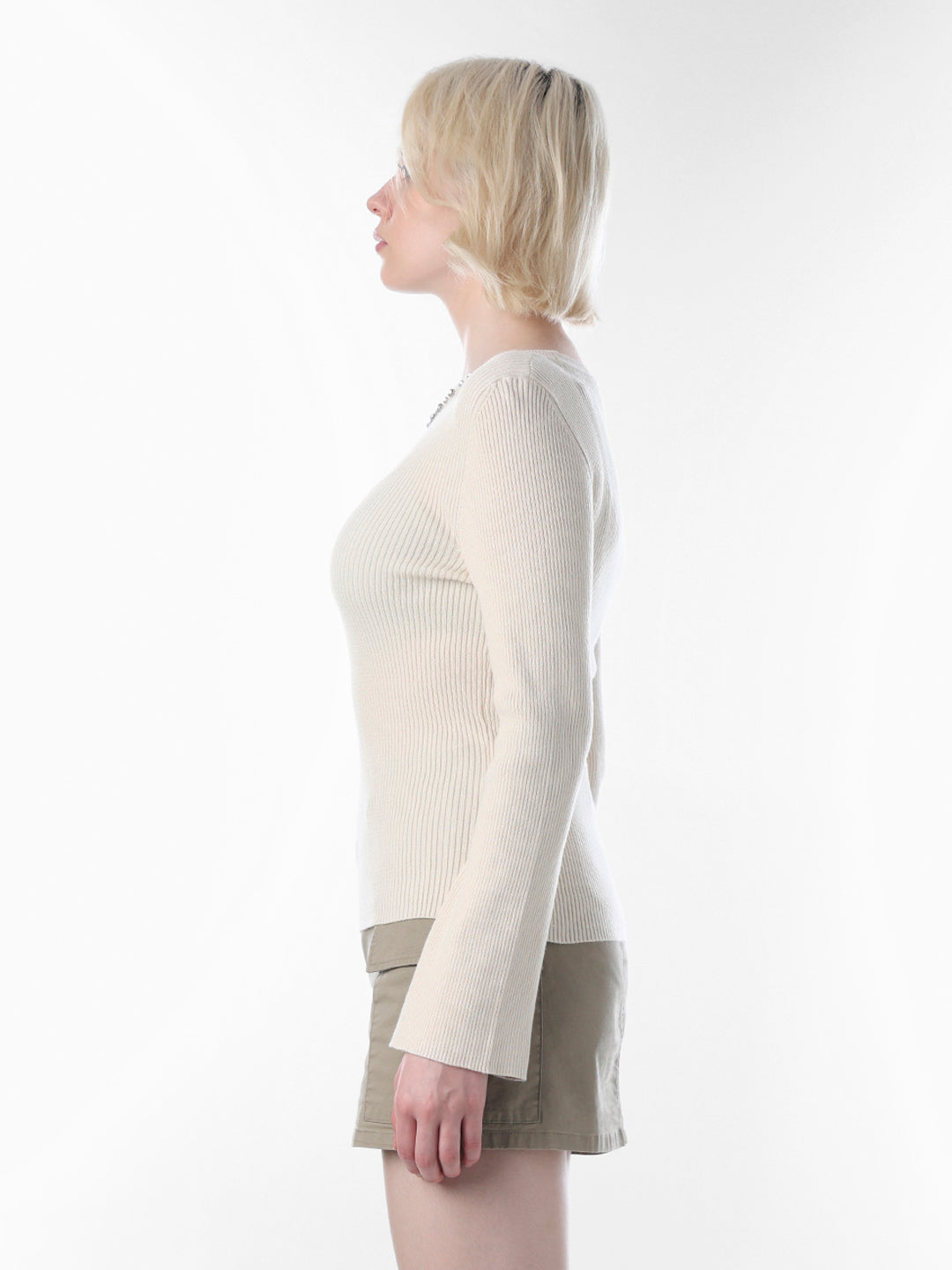 Cream Rhinestone Detail Pullover