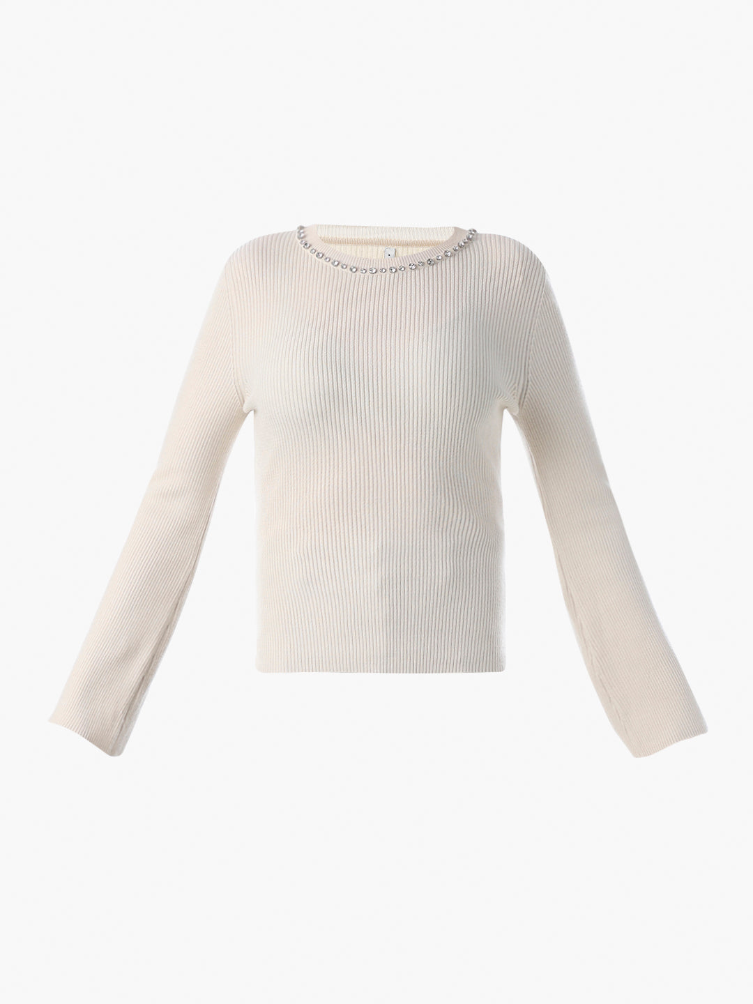 Cream Rhinestone Detail Pullover